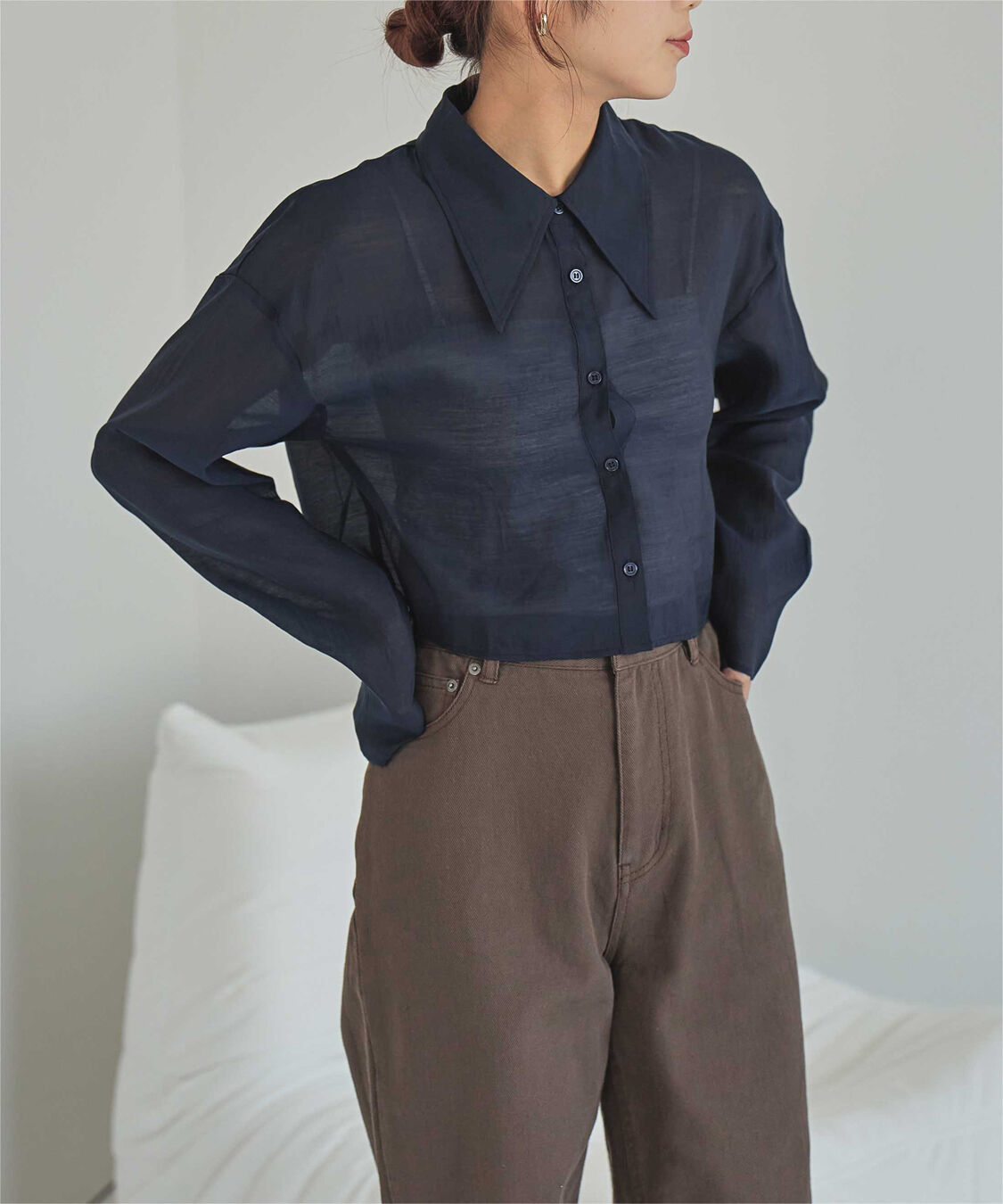 titivate「【さやかさんS/Sコラボ】デザイン襟シアーシャツ」|シャツ・ブラウス|