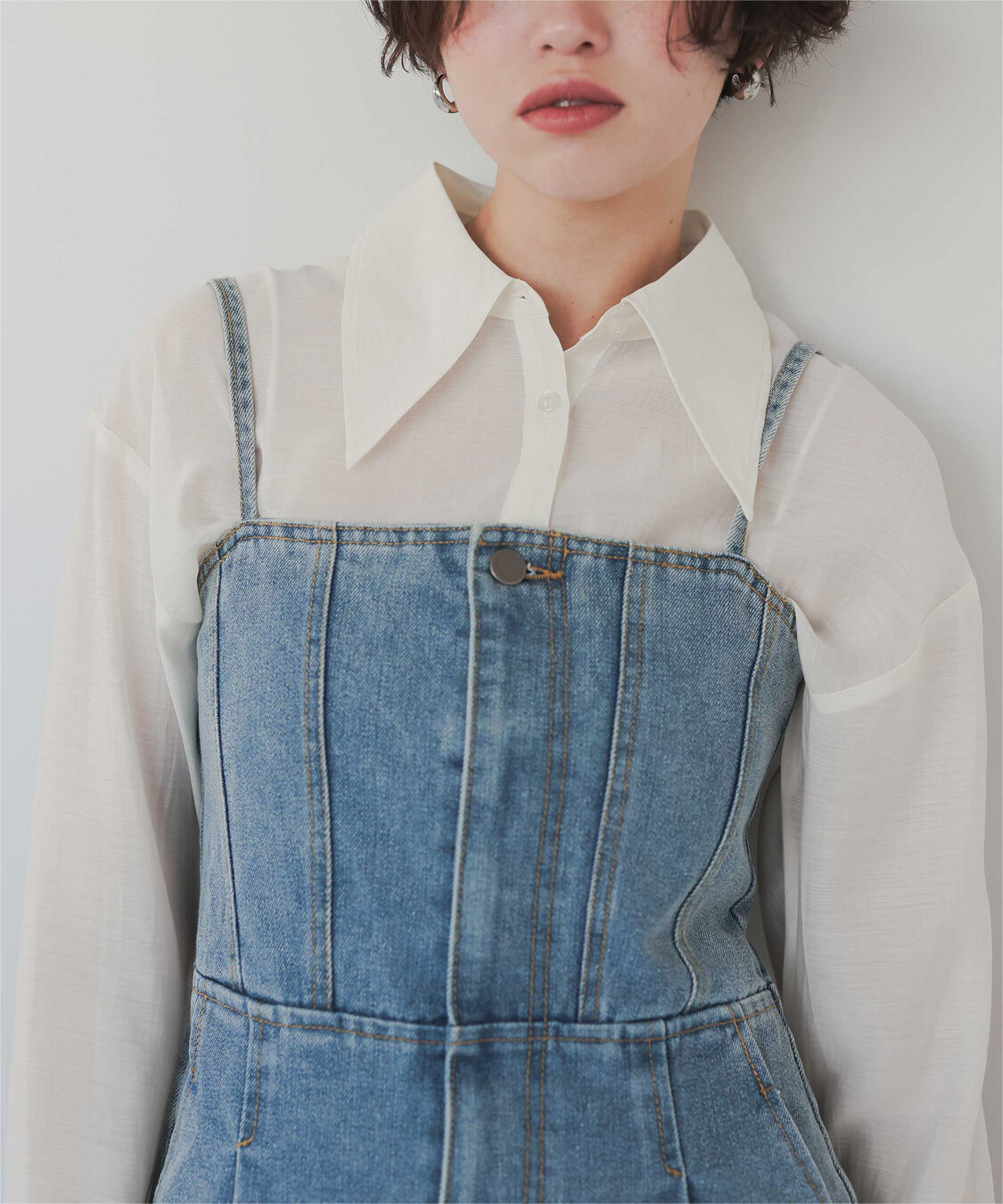 titivate「【さやかさんS/Sコラボ】デザイン襟シアーシャツ」|シャツ・ブラウス|