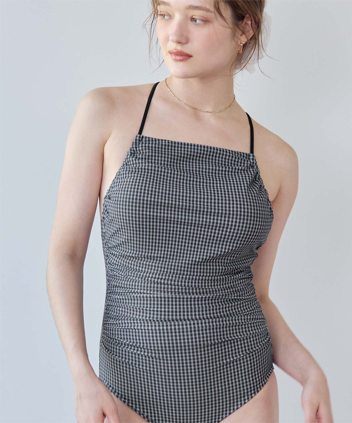 SEA DRESS「サイドギャザーバッククロスデザインワンピース/水着」|ビキニ|