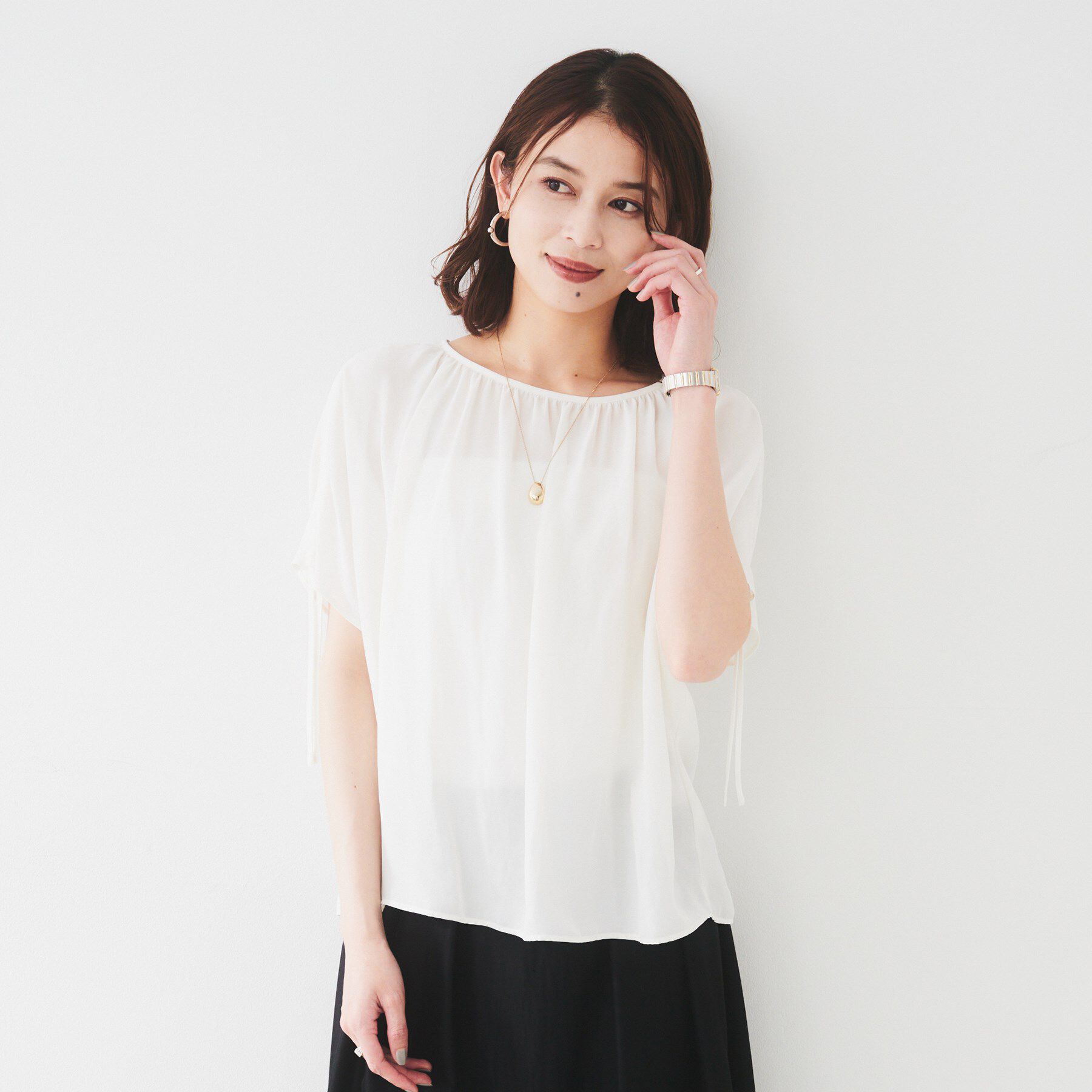 UNTITLED「【シアー/2WAY】肩ドロストドルマンブラウス」|シャツ・ブラウス|