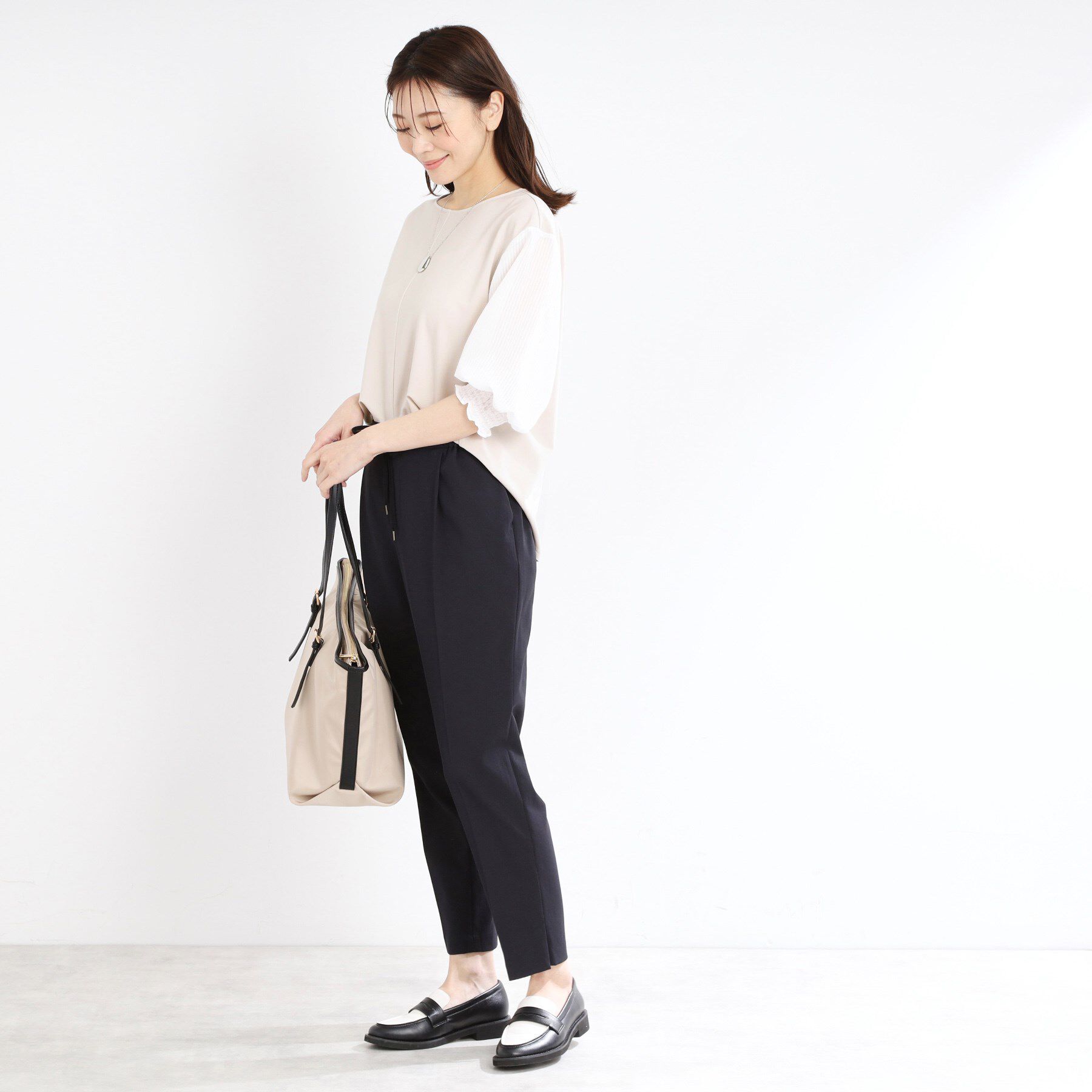 Reflect「【手洗い可】シアーストライプスリーブブラウス」|シャツ・ブラウス|