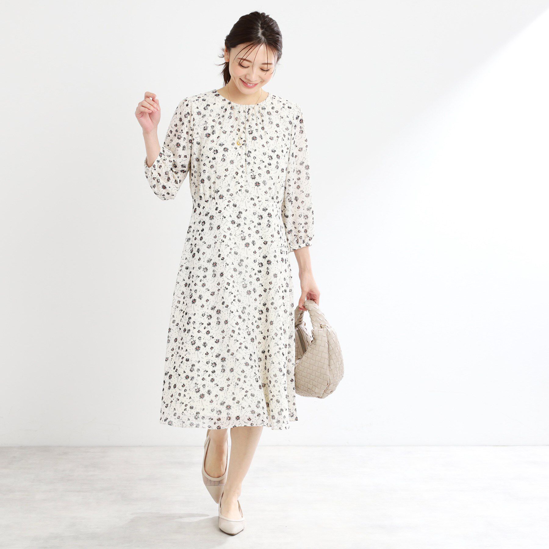 Reflect「【マシンウォッシュ可】フラワープリントワンピース」|ワンピース|