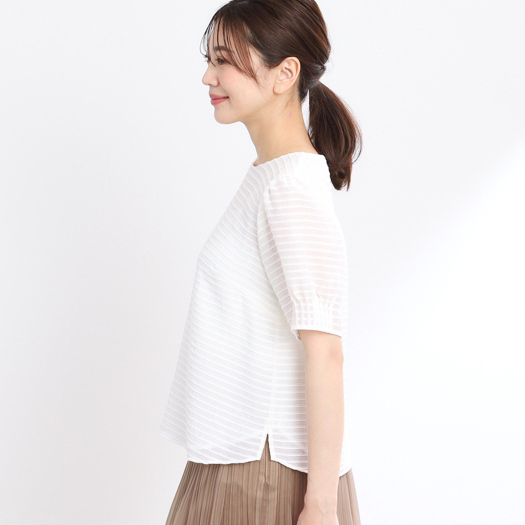 Reflect「【夏SALE／手洗い可】トゥインクルボーダーブラウス」|シャツ・ブラウス|