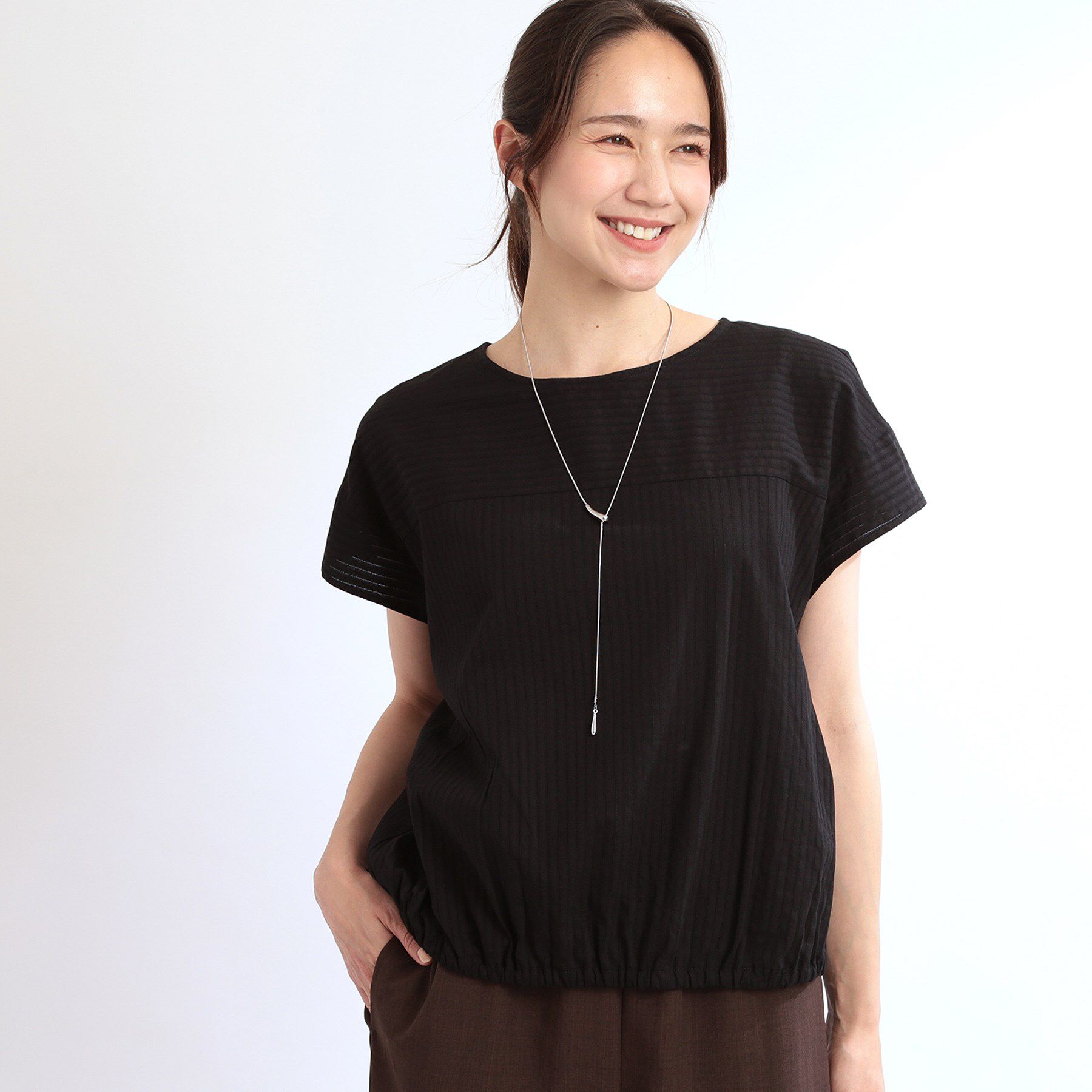 Reflect「【夏SALE／E‐QUALITY／手洗い可】フレンチスリーブブラウス」|シャツ・ブラウス|ブラック(019)