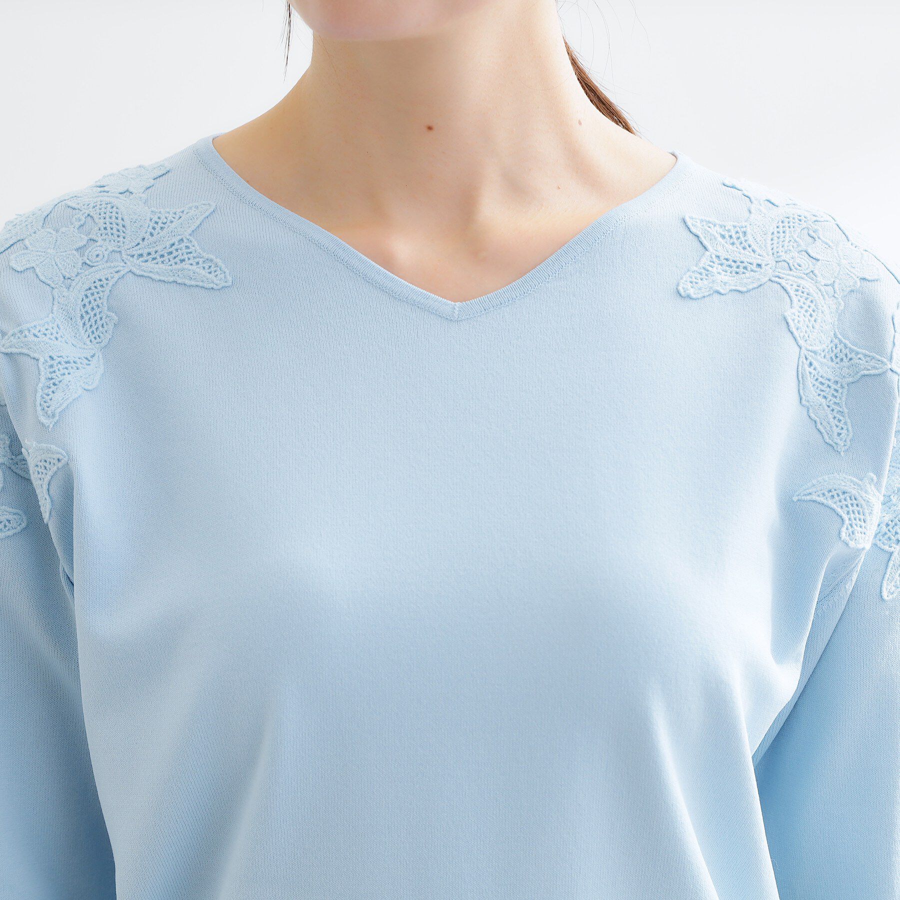 Reflect「レースデザインスリーブニットプルオーバー」|ニット・セーター|
