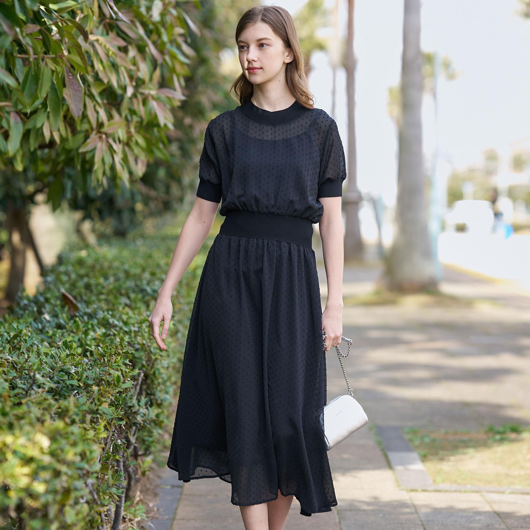 DRESSTERIOR「【otonaMUSE5月号掲載/ウォッシャブル】ドットカットジャガードドレス」|ワンピース|