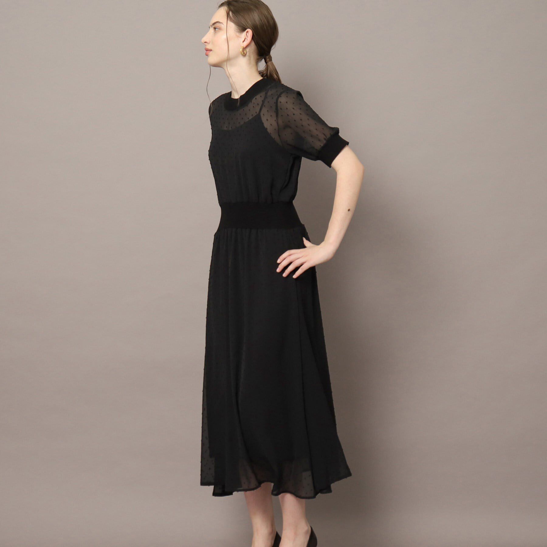 DRESSTERIOR「【otonaMUSE5月号掲載/ウォッシャブル】ドットカットジャガードドレス」|ワンピース|