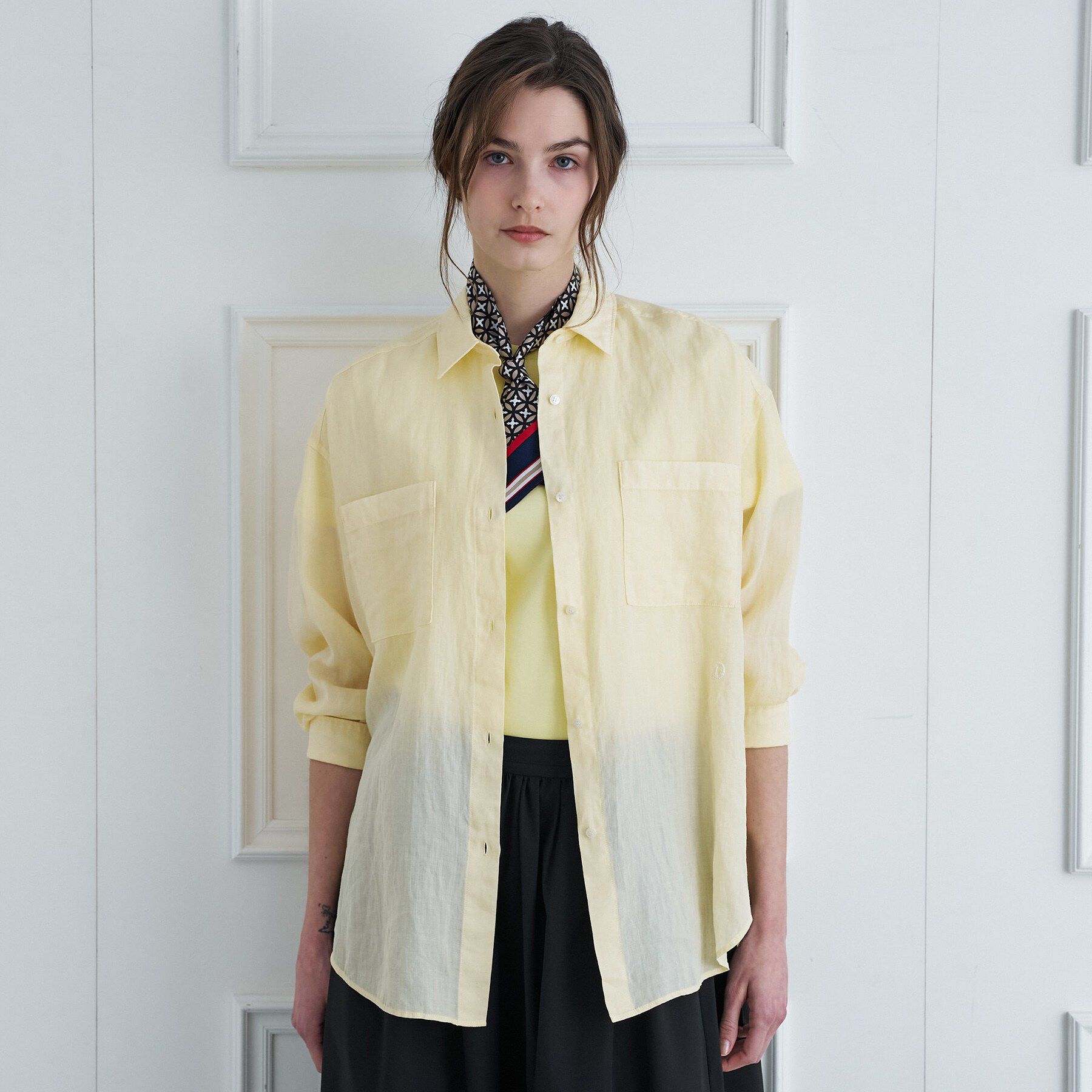 DRESSTERIOR「【人気定番/ウォッシャブル】ガーメントダイラミーシャツ」|シャツ・ブラウス|ライトイエロー(03