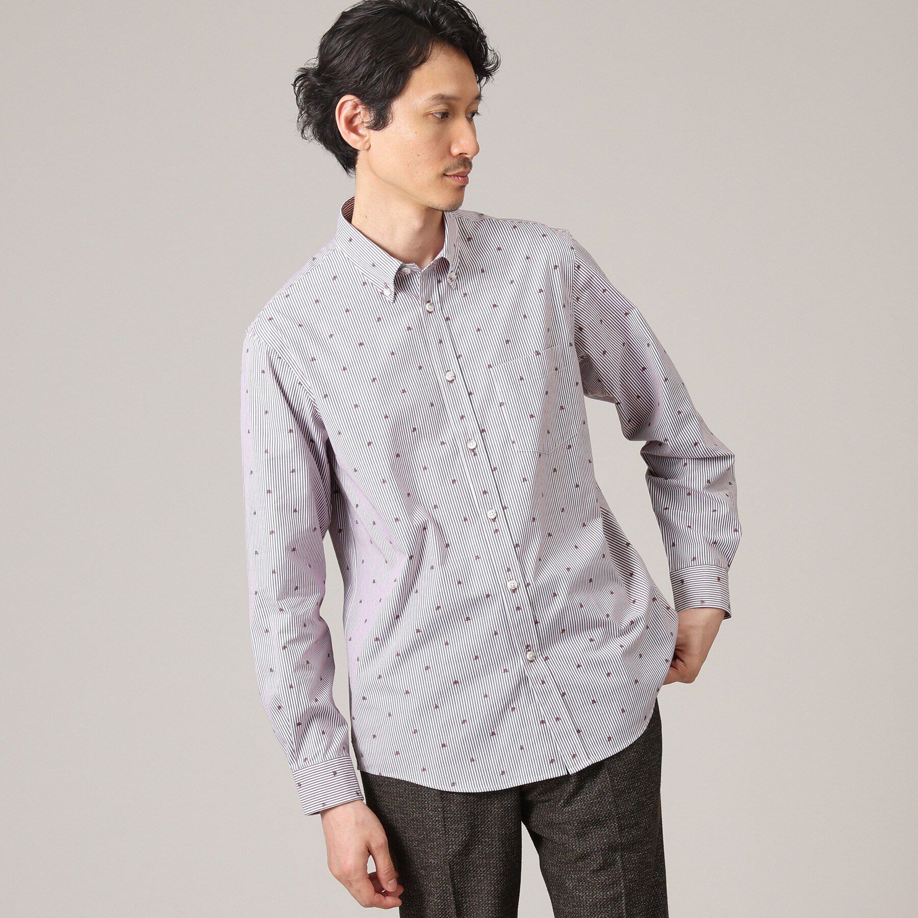 TAKEO KIKUCHI「ハットモチーフ ジャカード ストライプ シャツ」|シャツ・ブラウス|