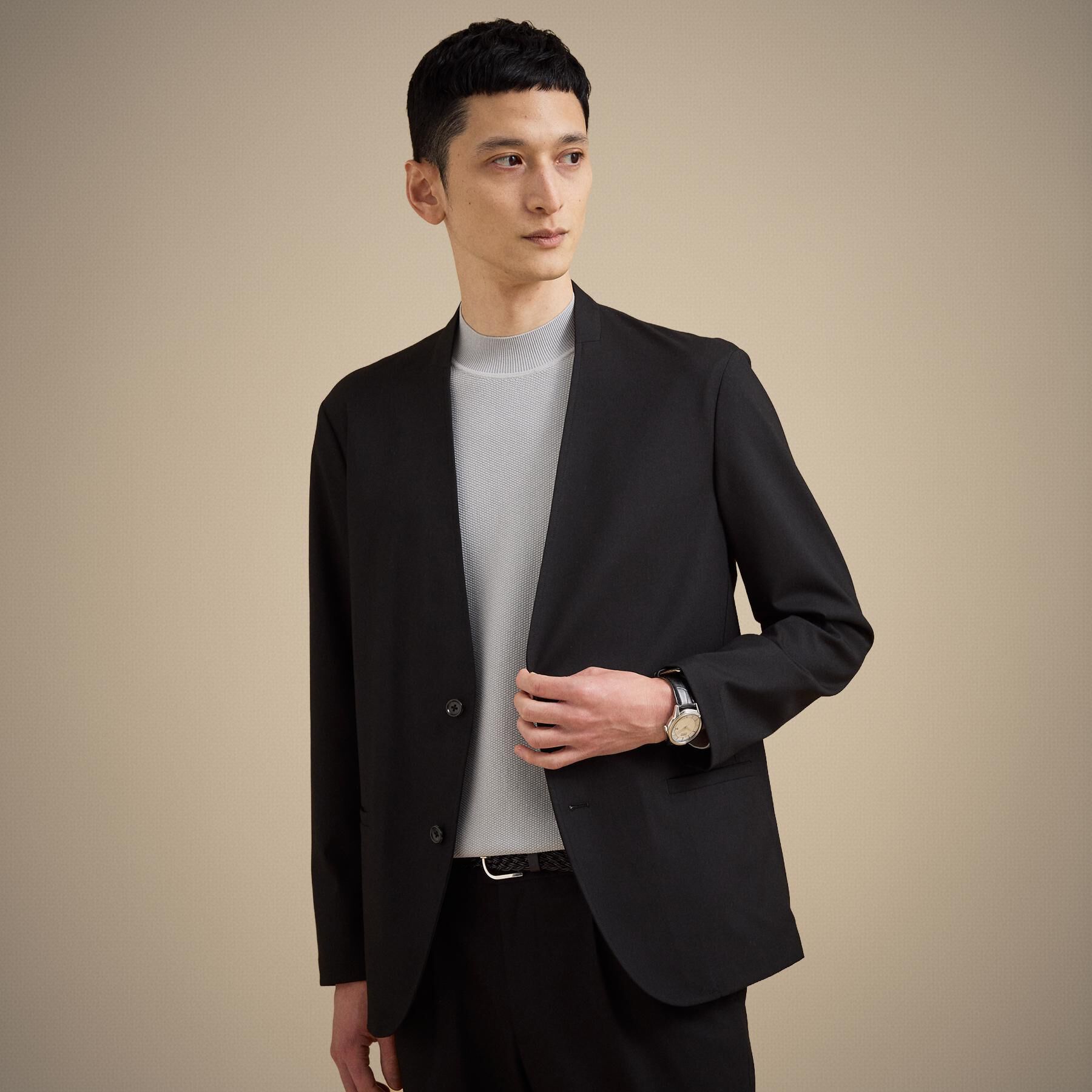 TAKEO KIKUCHI「【ON／OFF兼用】CARREMANファブリック ノーカラージャケット」|ノーカラージャケット|