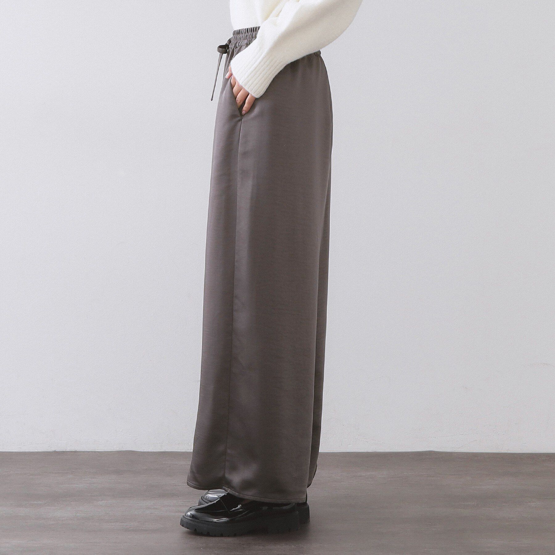 OPAQUE.CLIP「サテンイージーワイドパンツ【洗濯機OK】」|その他|
