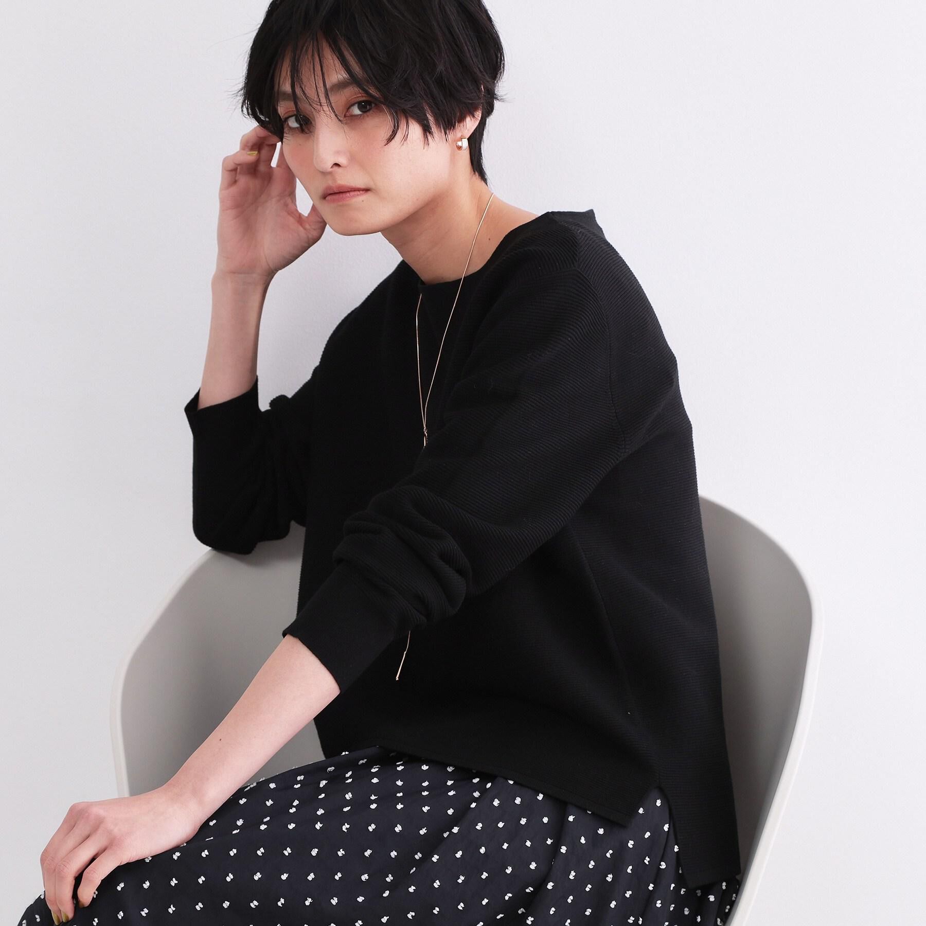 OPAQUE.CLIP「ボートネックガーターニット/オーガニックコットン混【洗濯機OK/UVケア】《6col》」|ニット・セーター|