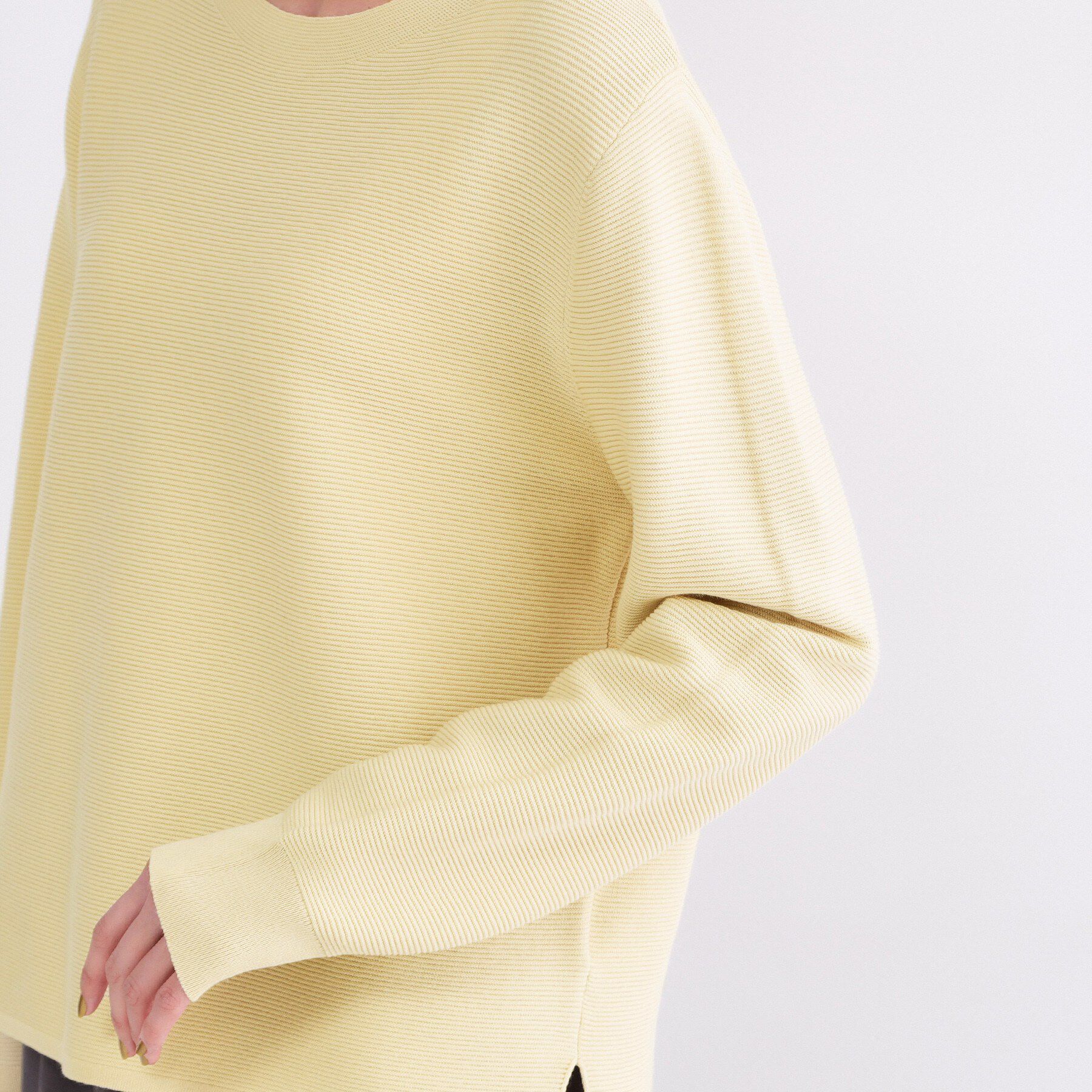 OPAQUE.CLIP「ボートネックガーターニット/オーガニックコットン混【洗濯機OK/UVケア】《6col》」|ニット・セーター|