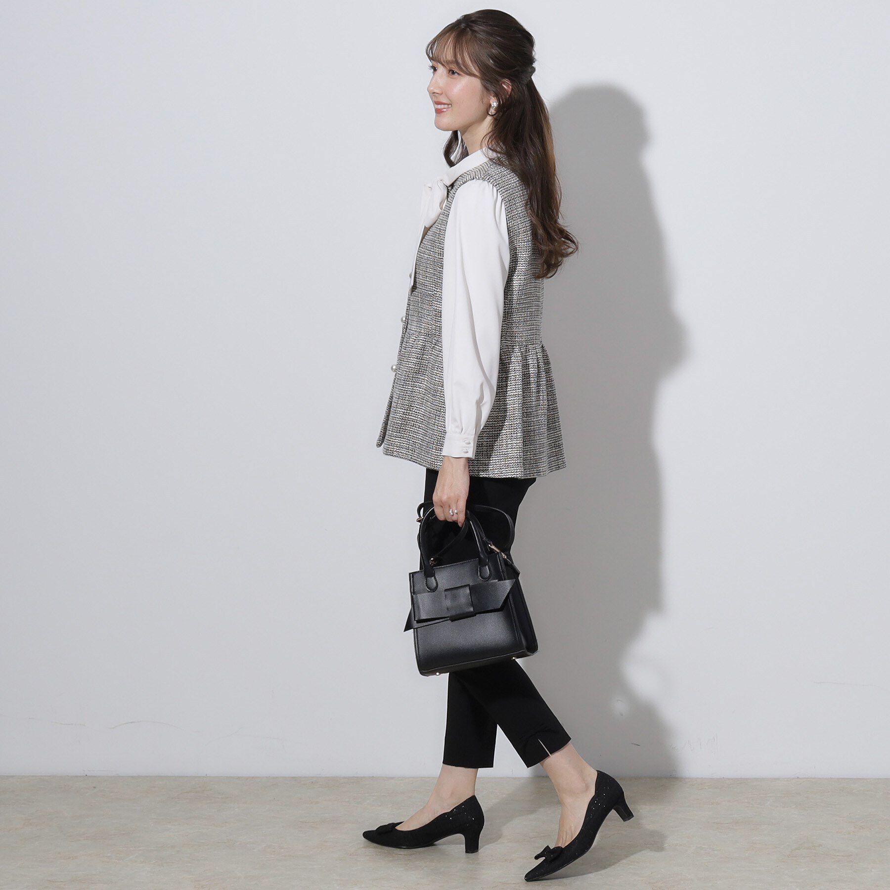 Couture broach「【セレモニーシーン/ON・OFF使える】杢ツイードペプラムジレ」|ベスト・ジレ|