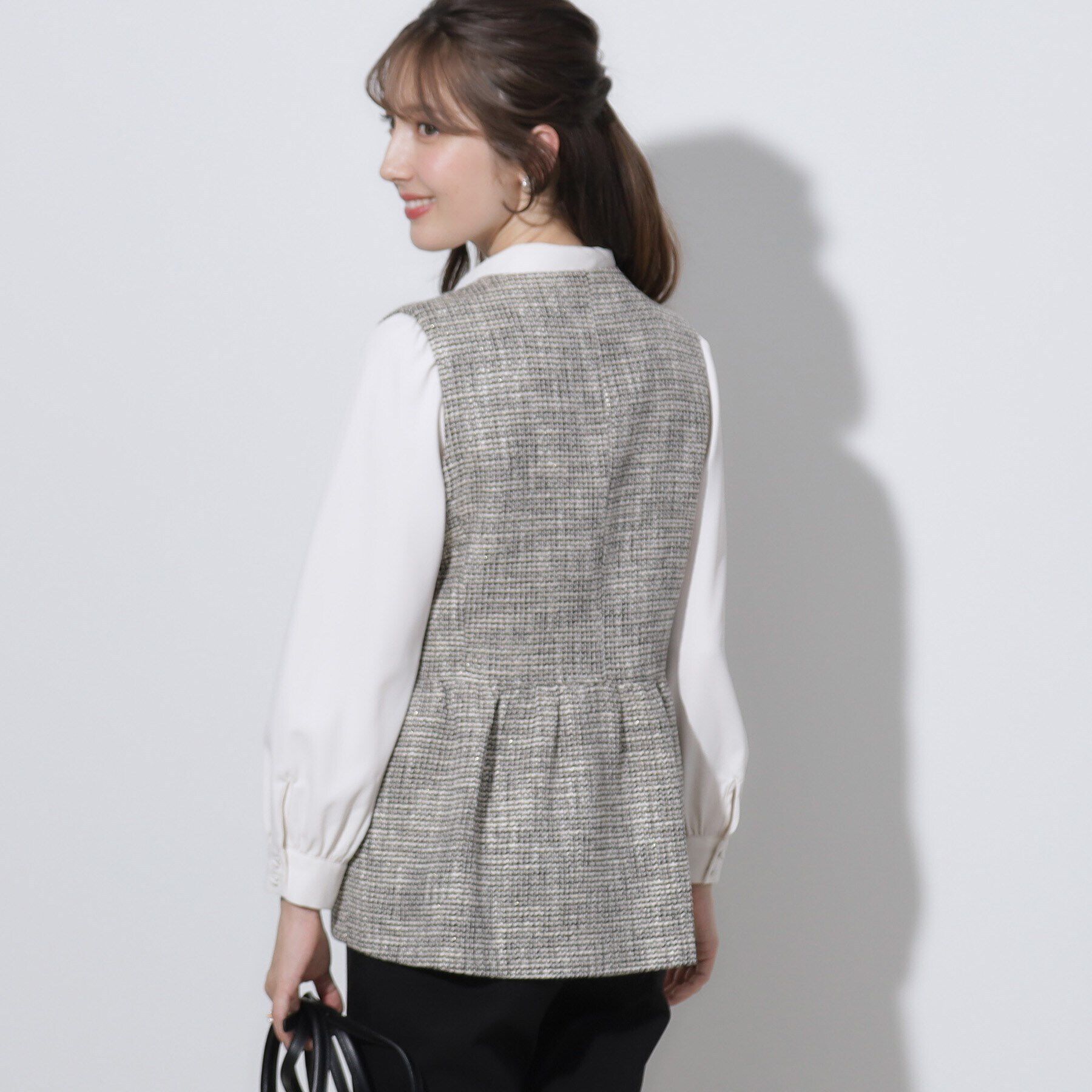 Couture broach「【セレモニーシーン/ON・OFF使える】杢ツイードペプラムジレ」|ベスト・ジレ|