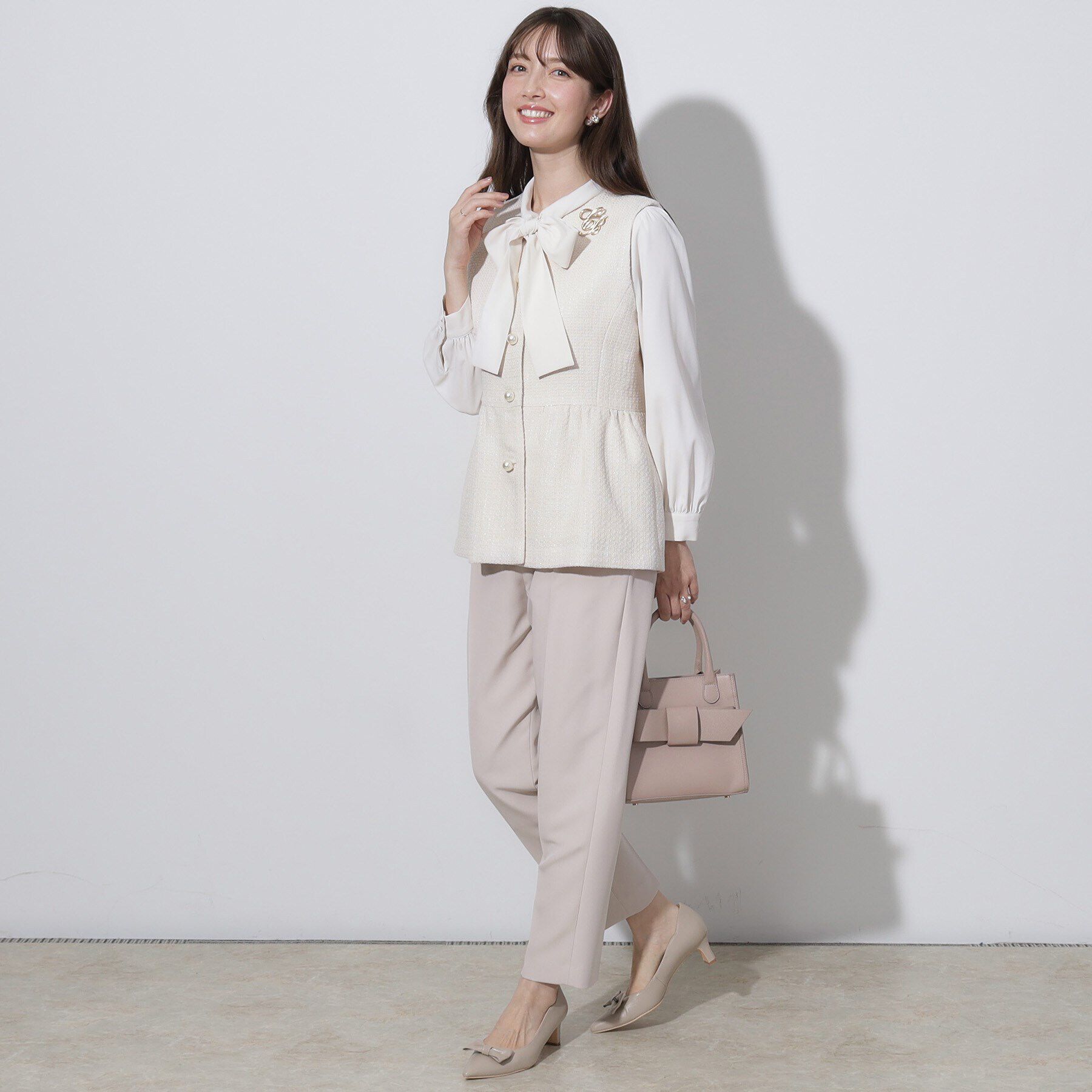 Couture broach「【セレモニーシーン/ON・OFF使える】杢ツイードペプラムジレ」|ベスト・ジレ|