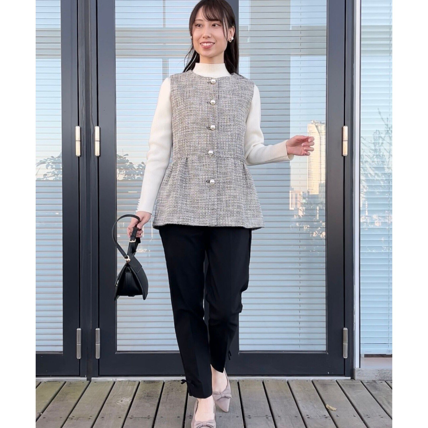 Couture broach「【セレモニーシーン/ON・OFF使える】杢ツイードペプラムジレ」|ベスト・ジレ|