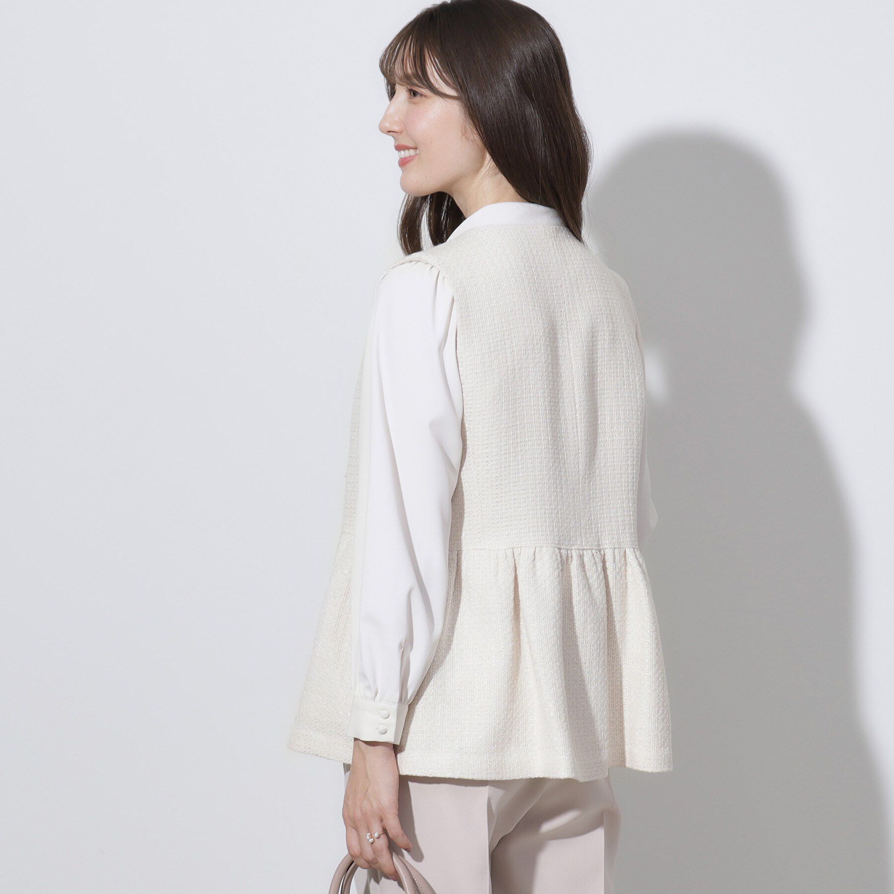 Couture broach「【セレモニーシーン/ON・OFF使える】杢ツイードペプラムジレ」|ベスト・ジレ|