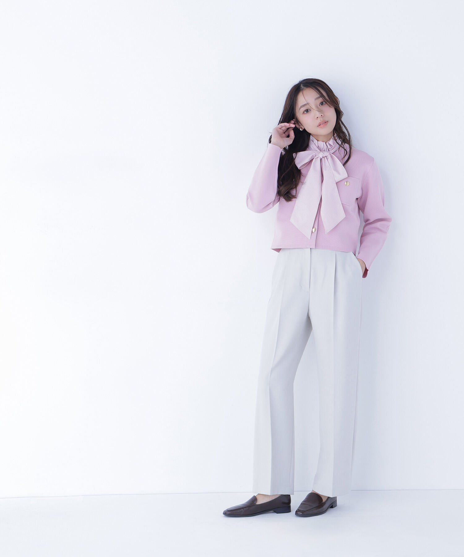  「ハイネックリボンボウブラウス」|シャツ・ブラウス|