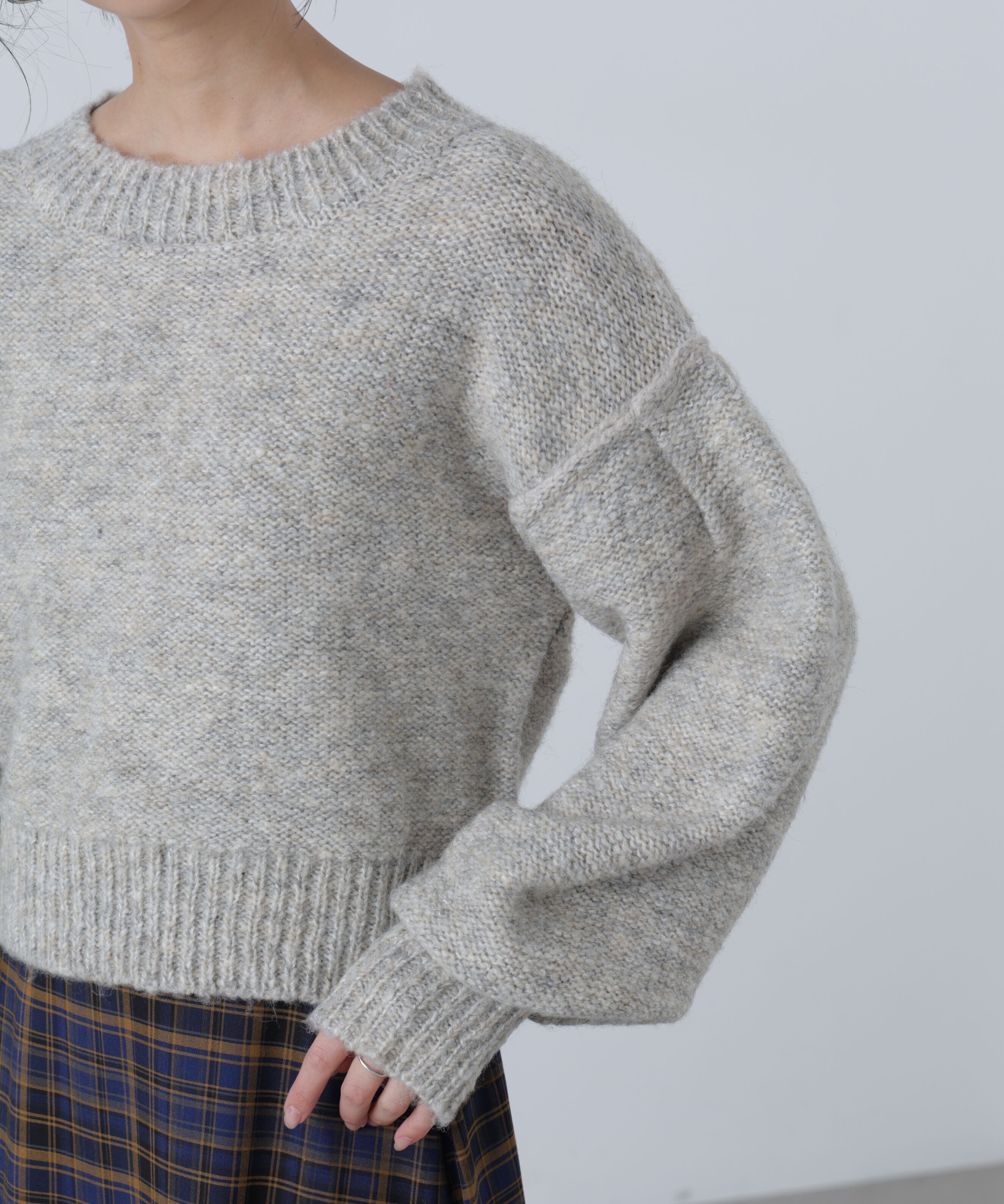  「バックリボンショート丈ニット」|ニット・セーター|