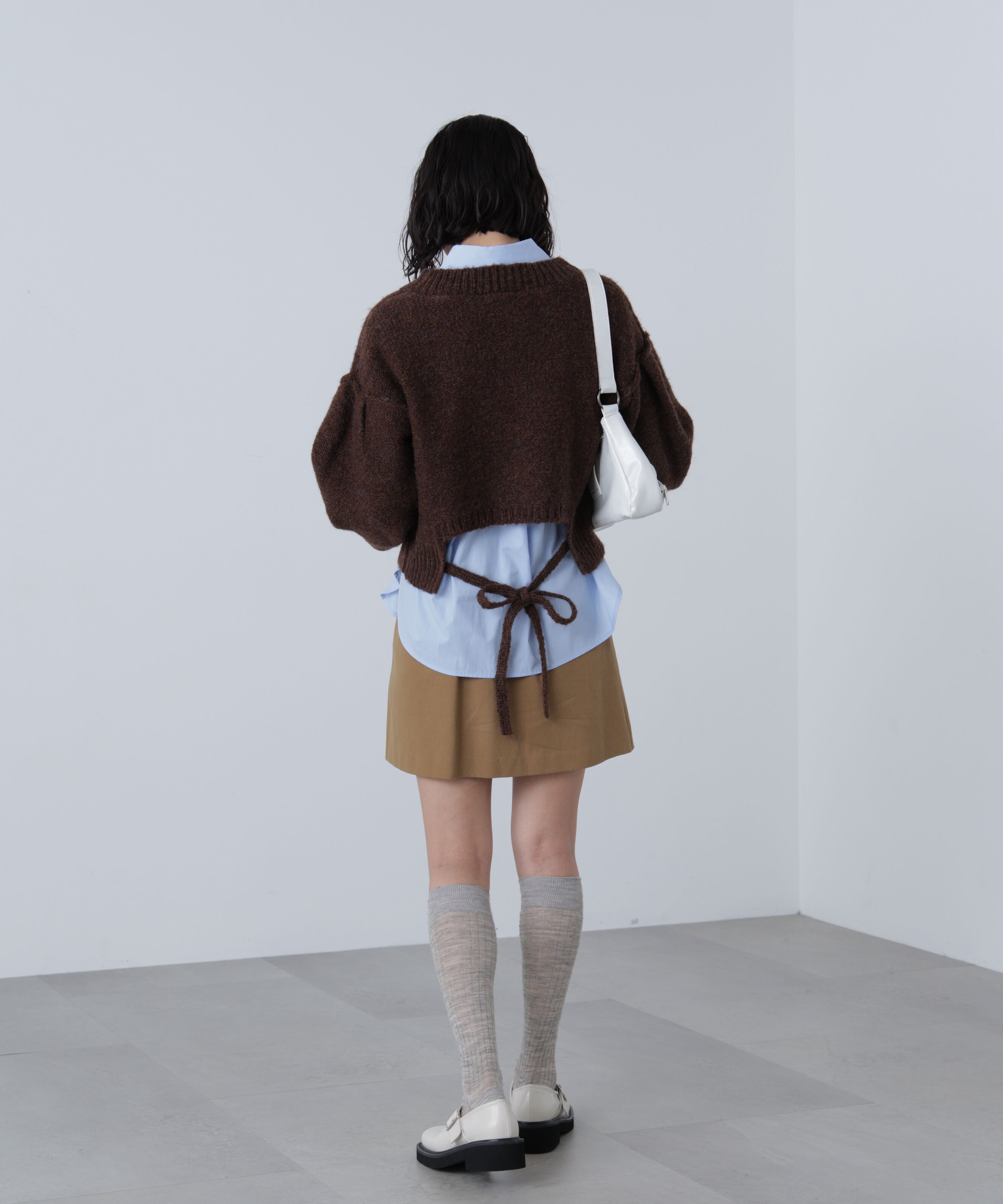  「バックリボンショート丈ニット」|ニット・セーター|