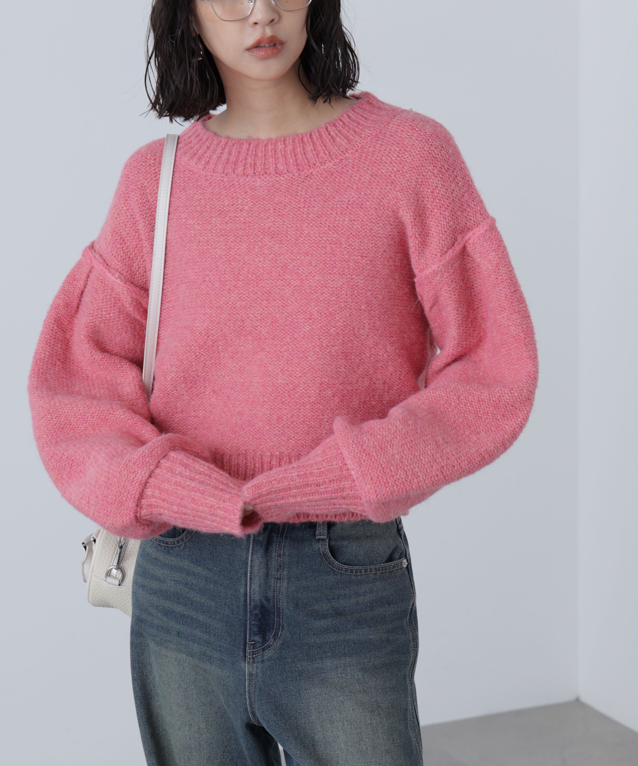  「バックリボンショート丈ニット」|ニット・セーター|