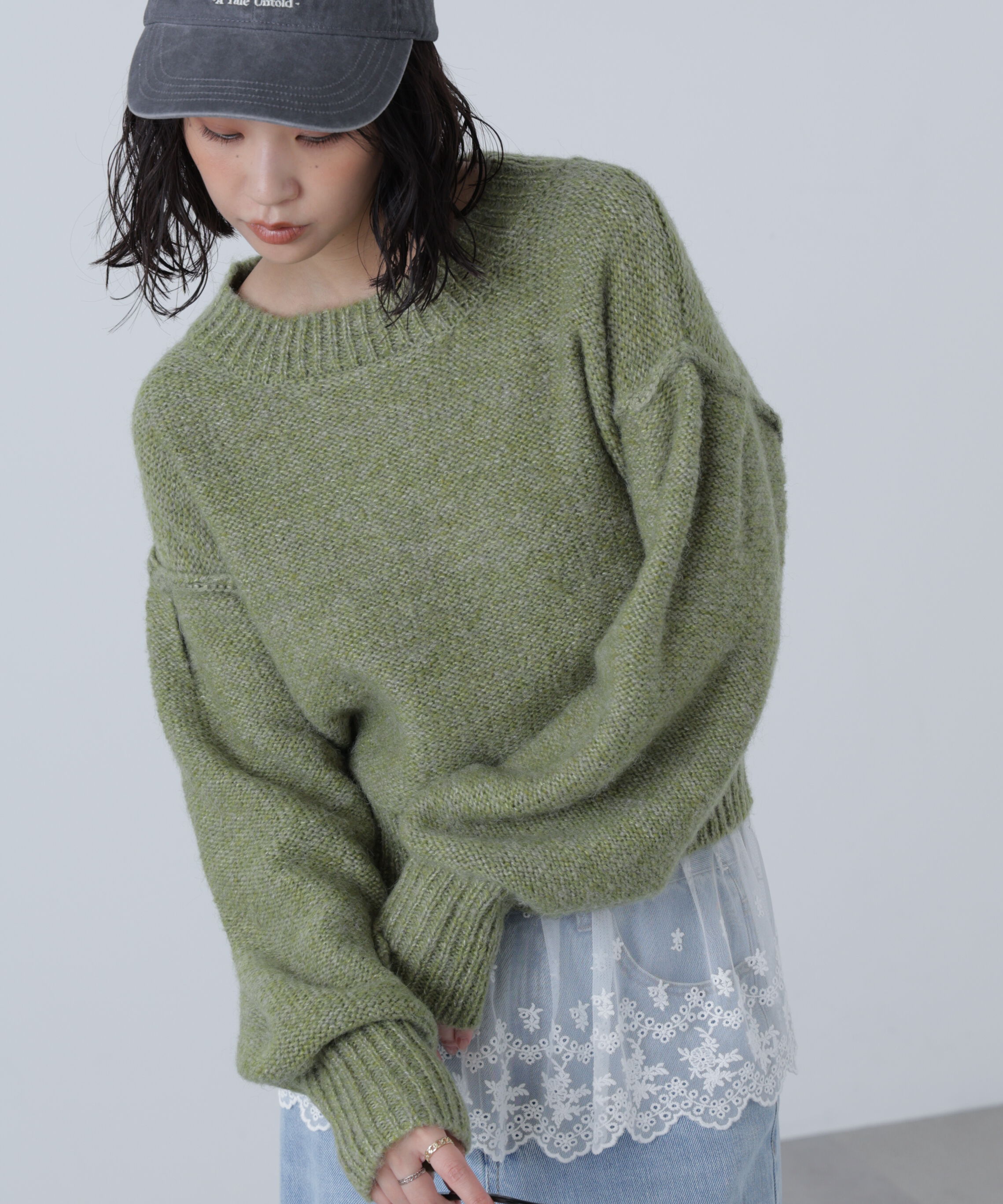  「バックリボンショート丈ニット」|ニット・セーター|