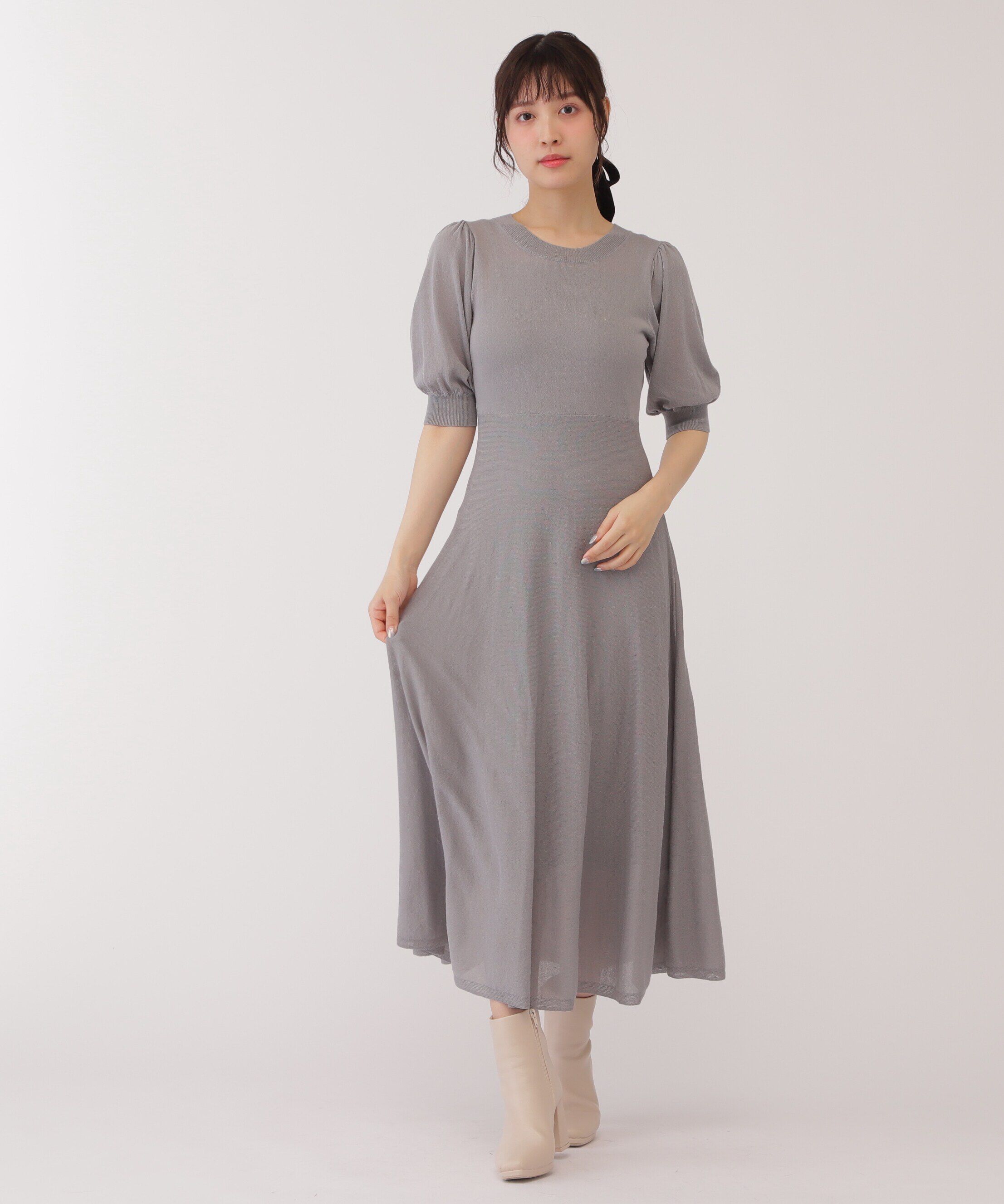  「◆バックリボンシアーニットワンピース」|ワンピース|