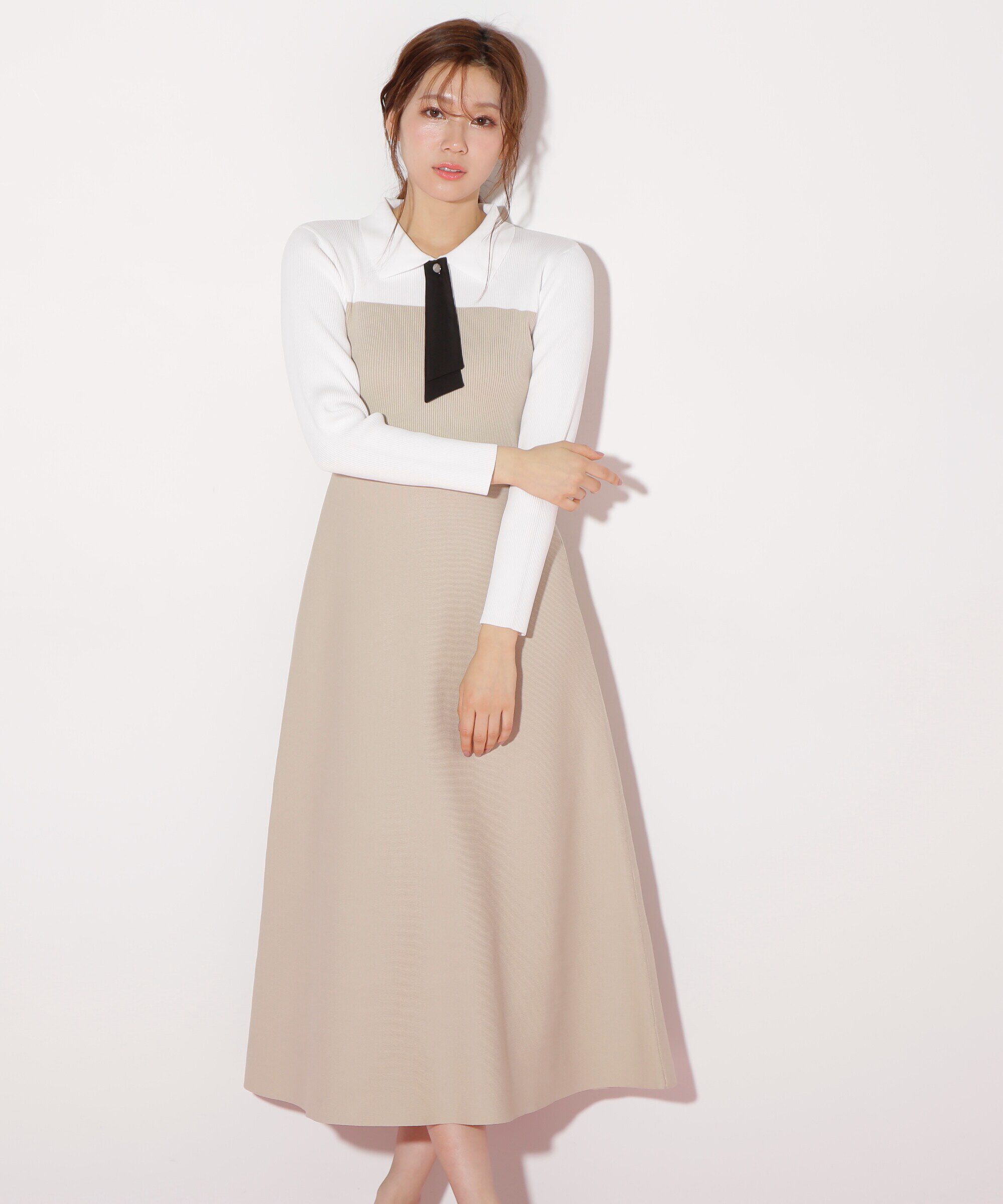  「2wayタイ付ソウバリフレアワンピース」|ワンピース|