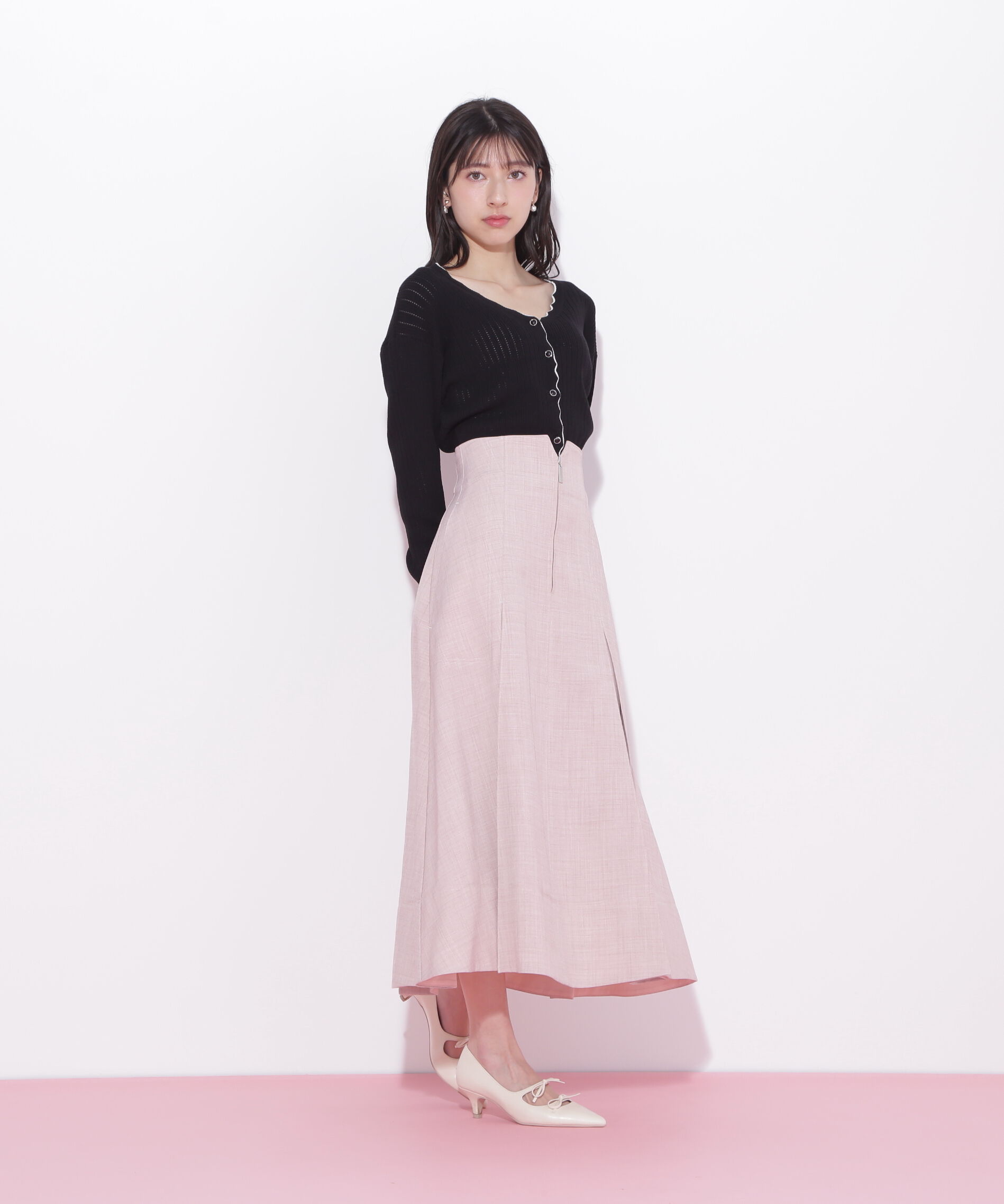  「フロントジップタックスカート」|スカート|