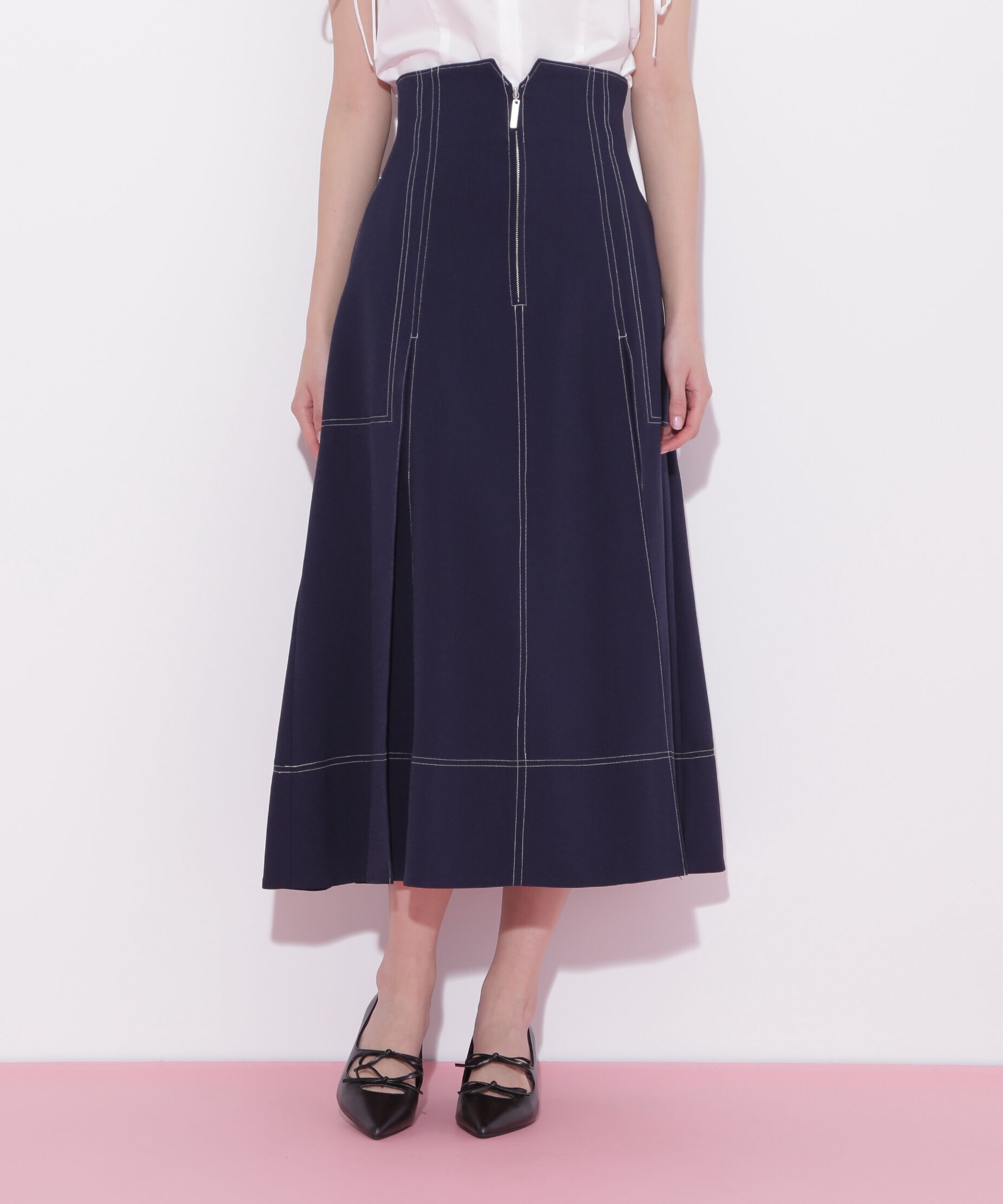  「フロントジップタックスカート」|スカート|