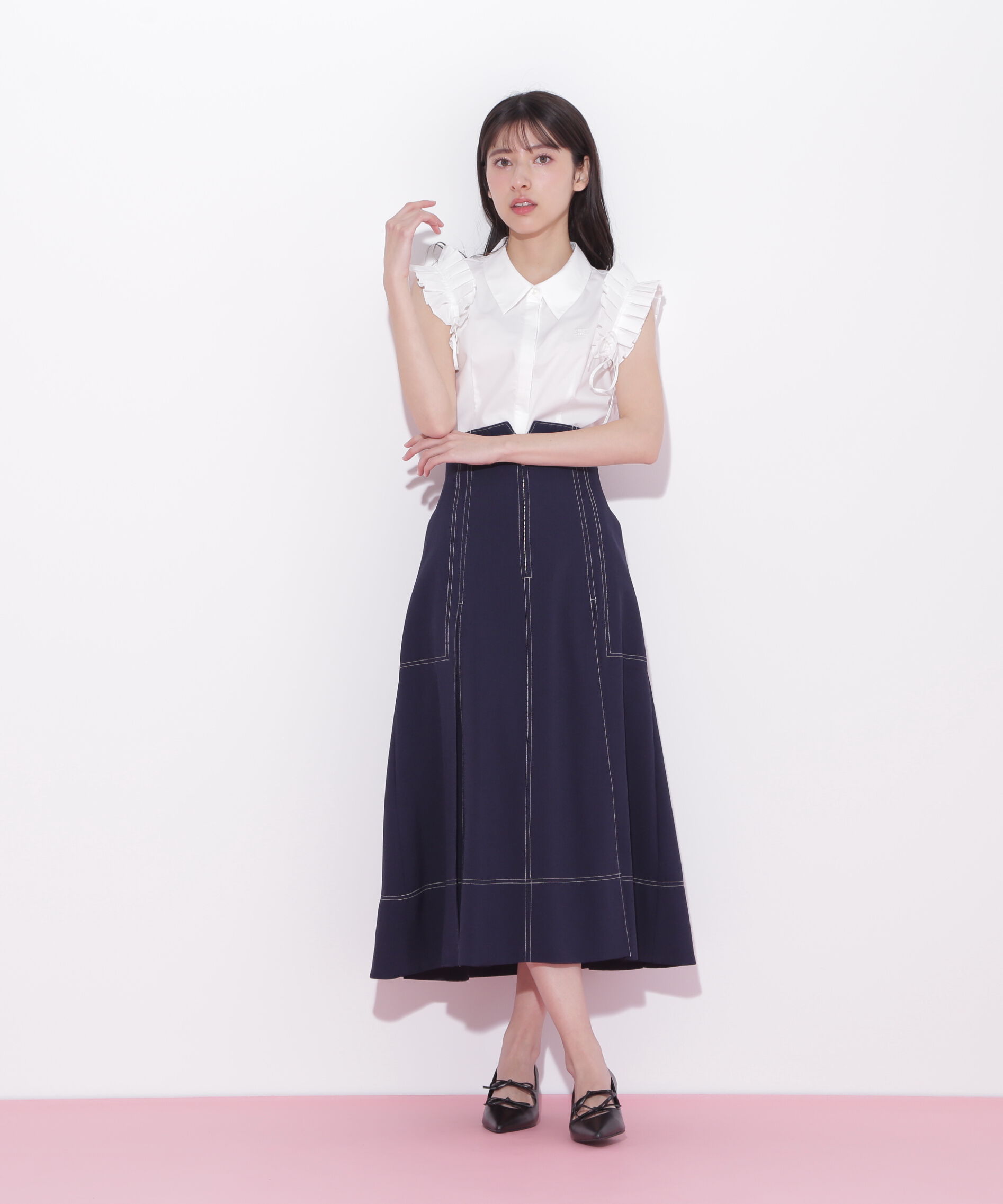  「フロントジップタックスカート」|スカート|