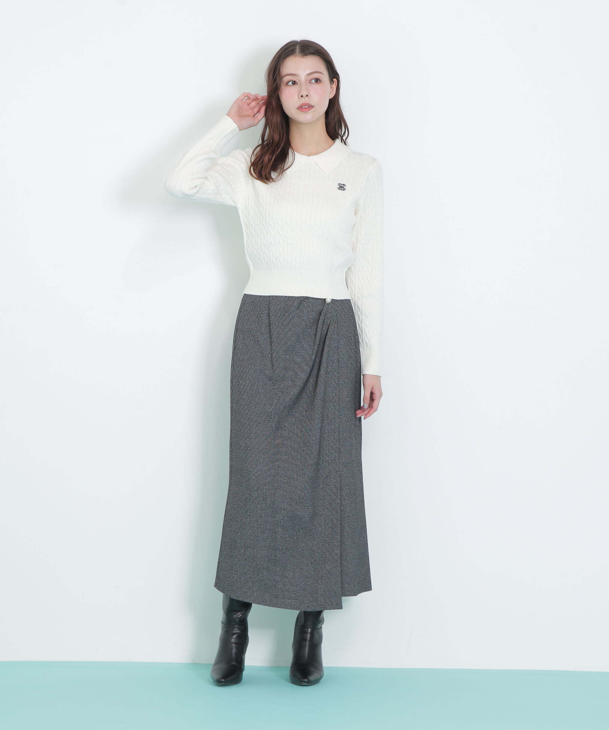  「パール釦ラップタイトスカート」|スカート|