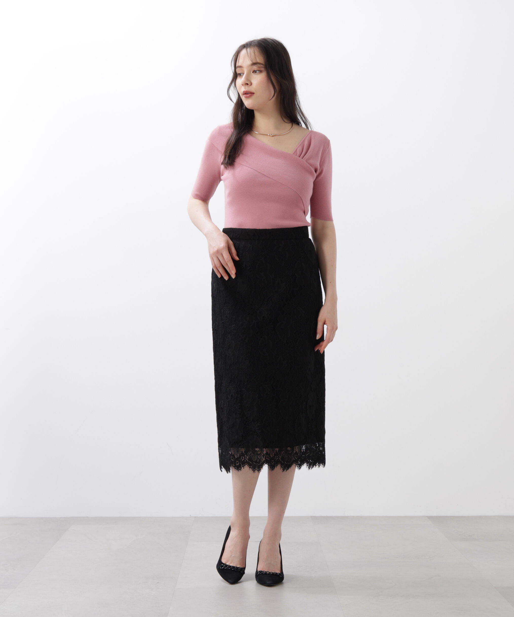  「◆アシンメトリーネックニットプルオーバー」|ニット・セーター|