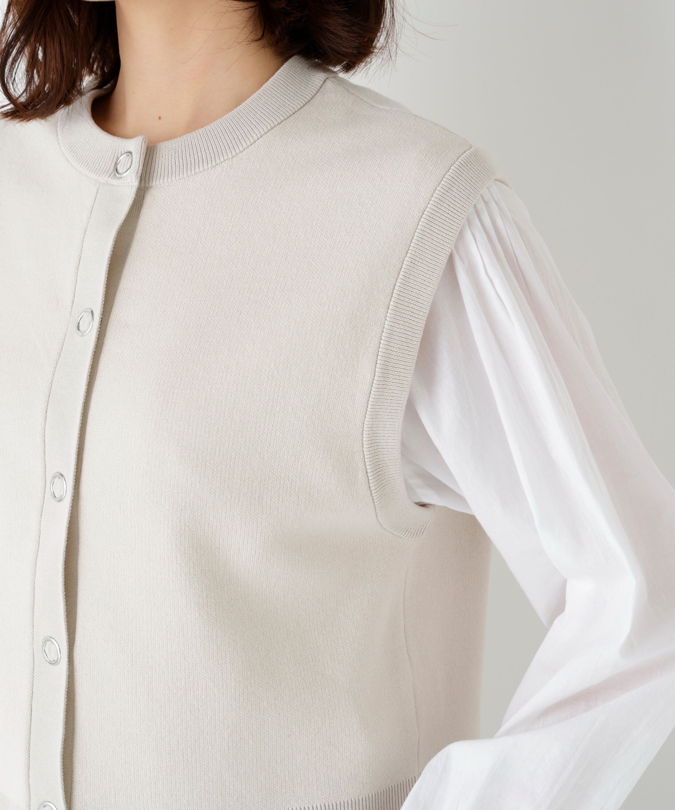  「◆ハイツイストコットン混ジャカードベスト」|ニット・セーター|