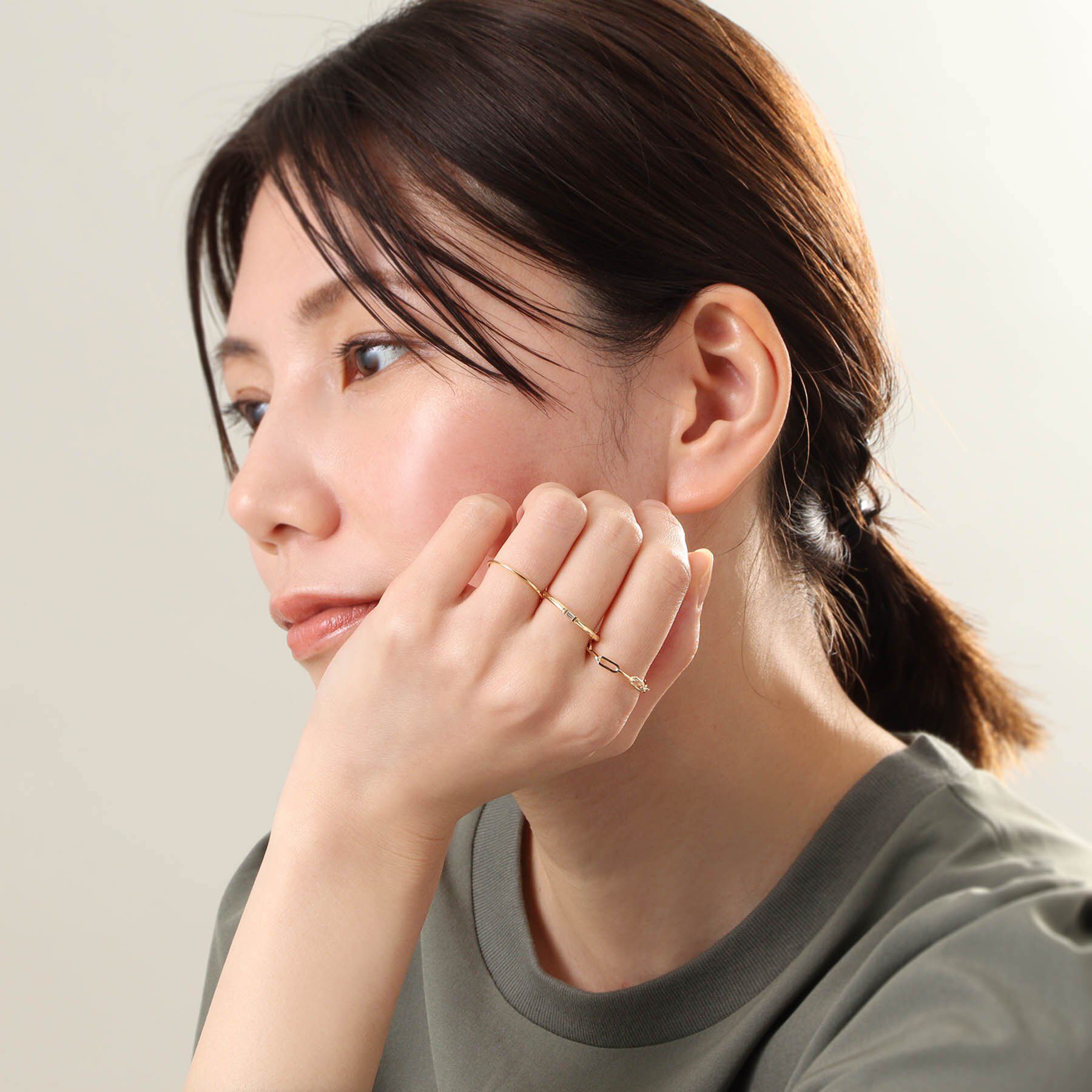 COCOSHNIK「K18中空プリムケーブルチェーン リングM」|リング|