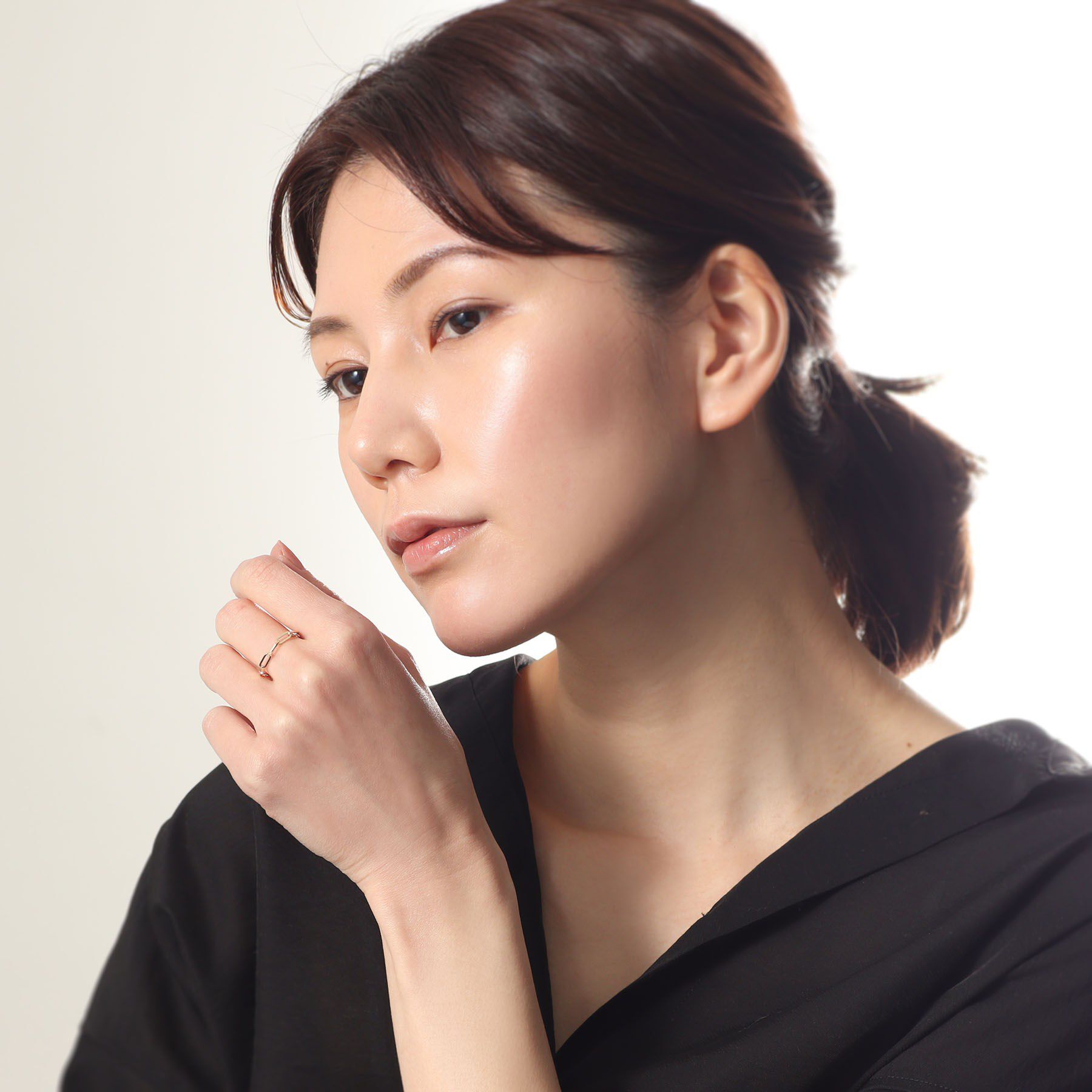 COCOSHNIK「K18中空プリムケーブルチェーン リングM」|リング|