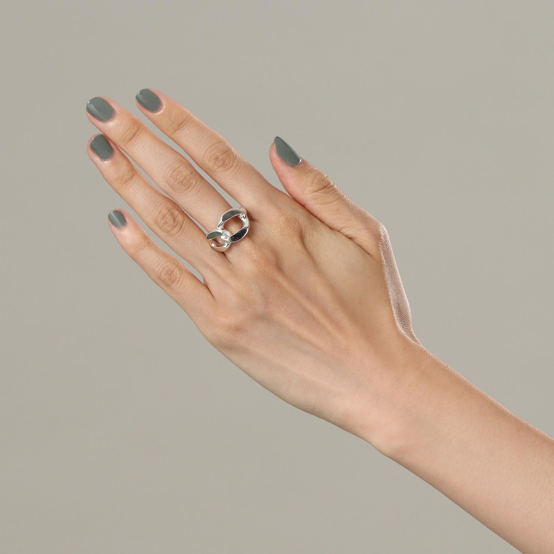 COCOSHNIK ONKITSCH「シルバー カーブチェーンモチーフ ダブルリング」|リング|