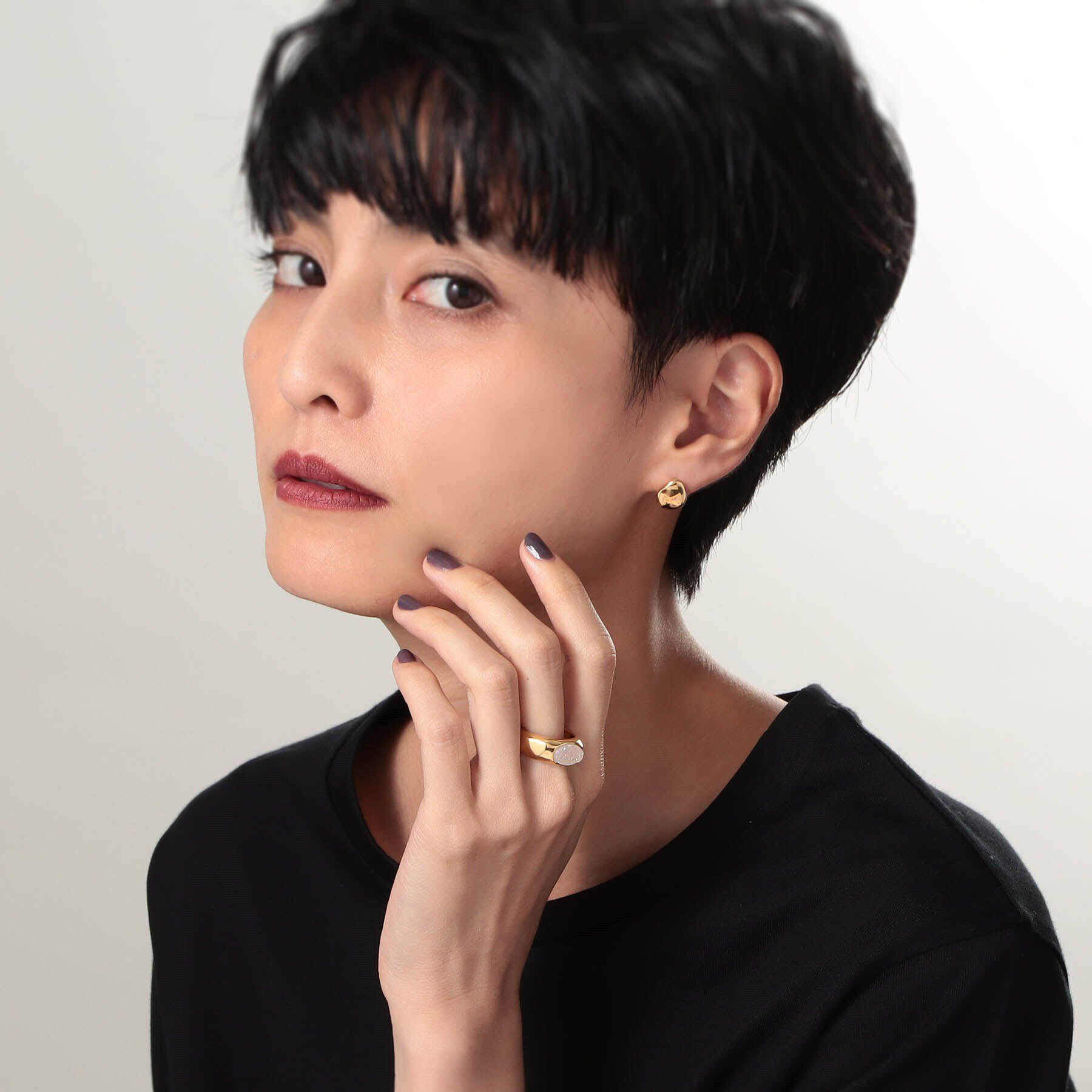 COCOSHNIK ONKITSCH「シルバー カラーストーン ホワイトドルジーアゲート ニュアンスリングL GP」|リング|