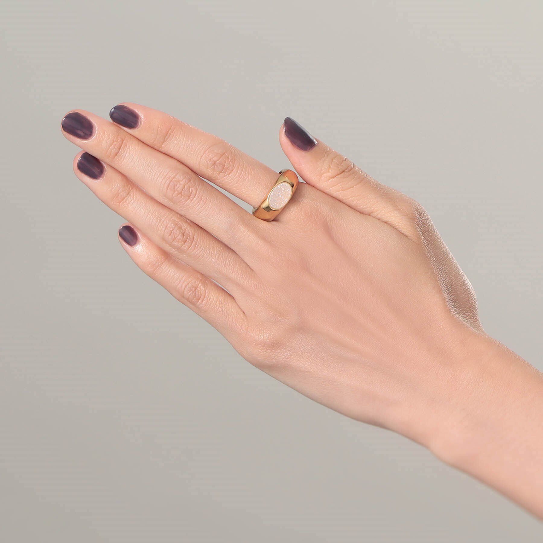 COCOSHNIK ONKITSCH「シルバー カラーストーン ホワイトドルジーアゲート ニュアンスリングL GP」|リング|