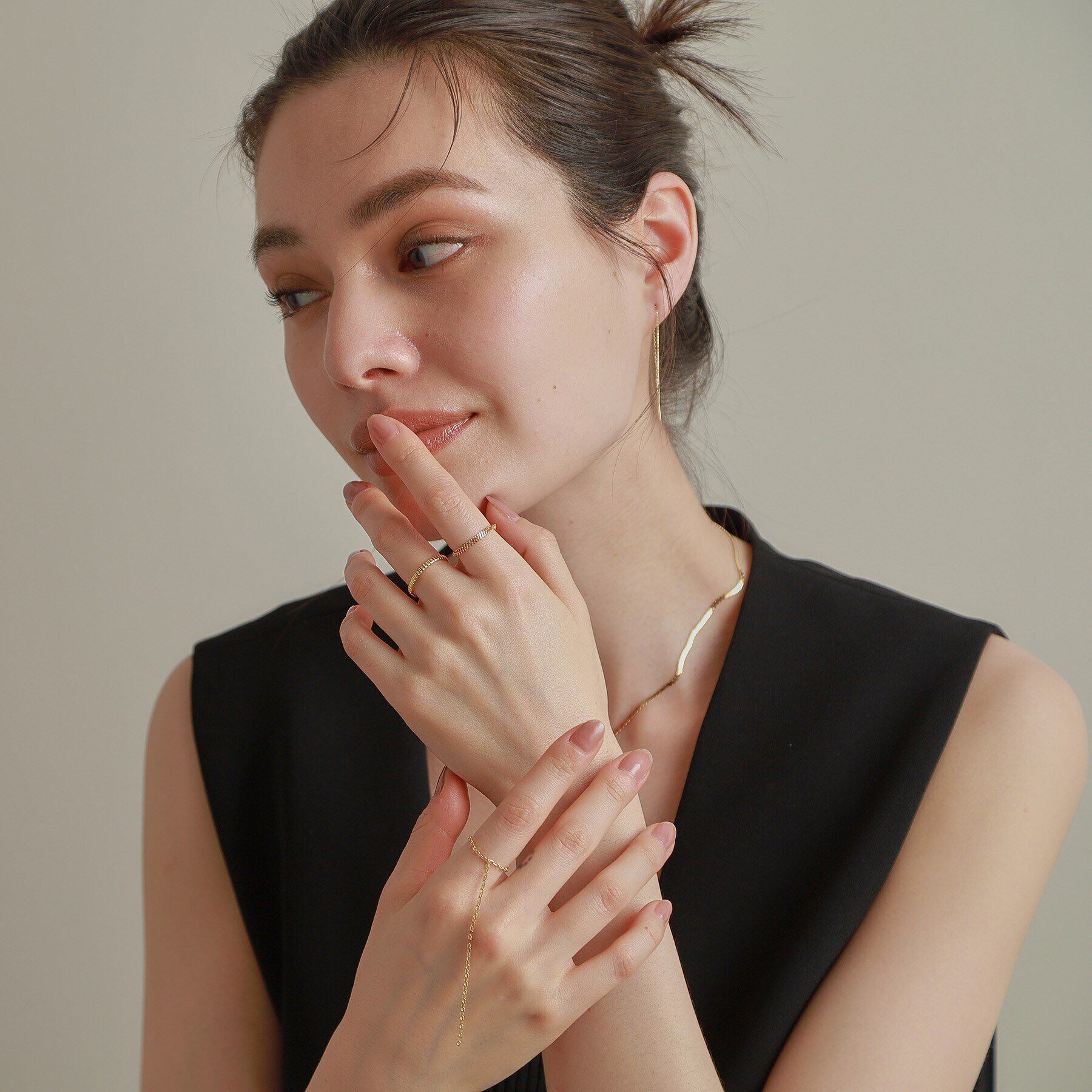 COCOSHNIK「K18MVハンギングチェーン リング」|リング|