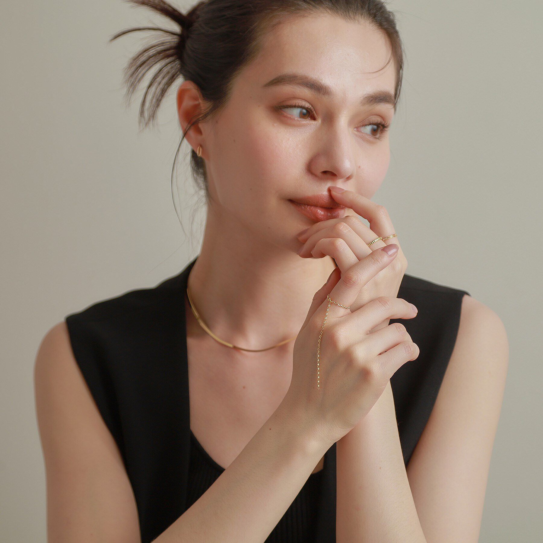 COCOSHNIK「K18MVハンギングチェーン リング」|リング|