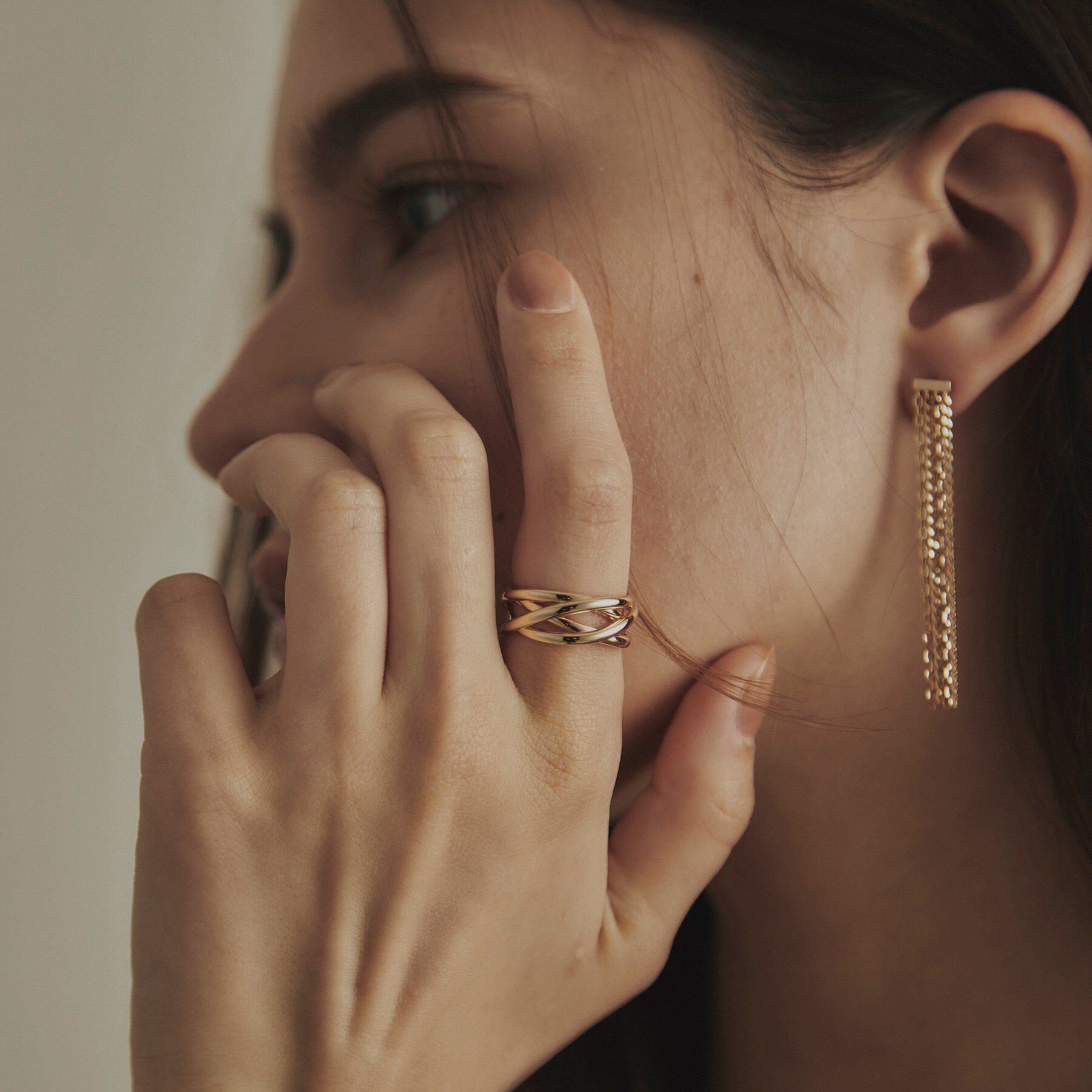 COCOSHNIK「K10ダブルXライン リング」|リング|