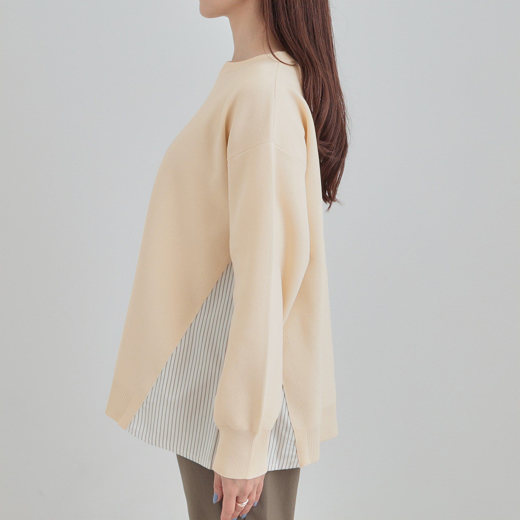 SHOO･LA･RUE「【洗濯機可/S-LL/体型カバー】横姿もきれい見え スポンディッシュ Aライントップス」|ニット・セーター|