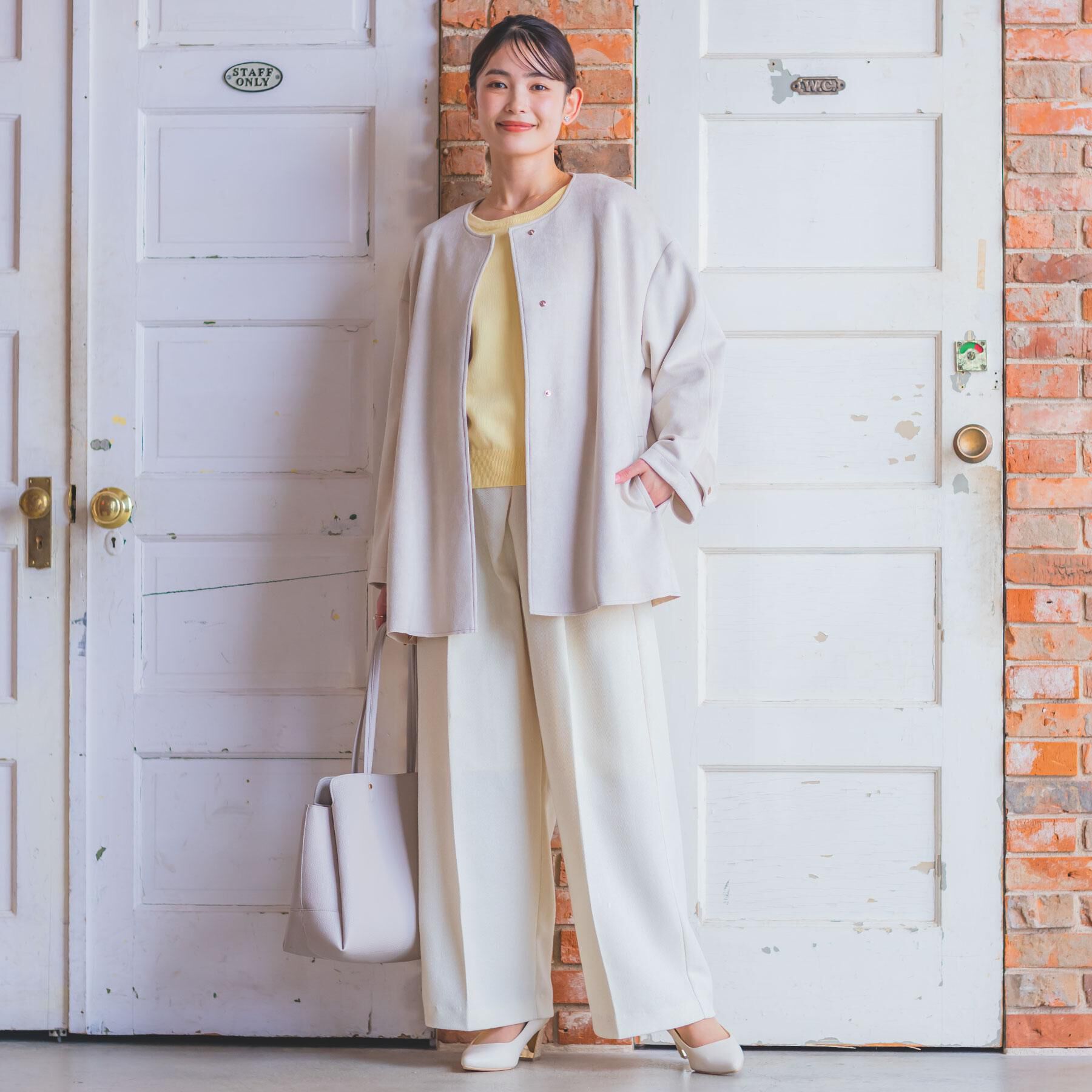 ITS&rsquo;DEMO「カットスエードコート」|ノーカラーコート|