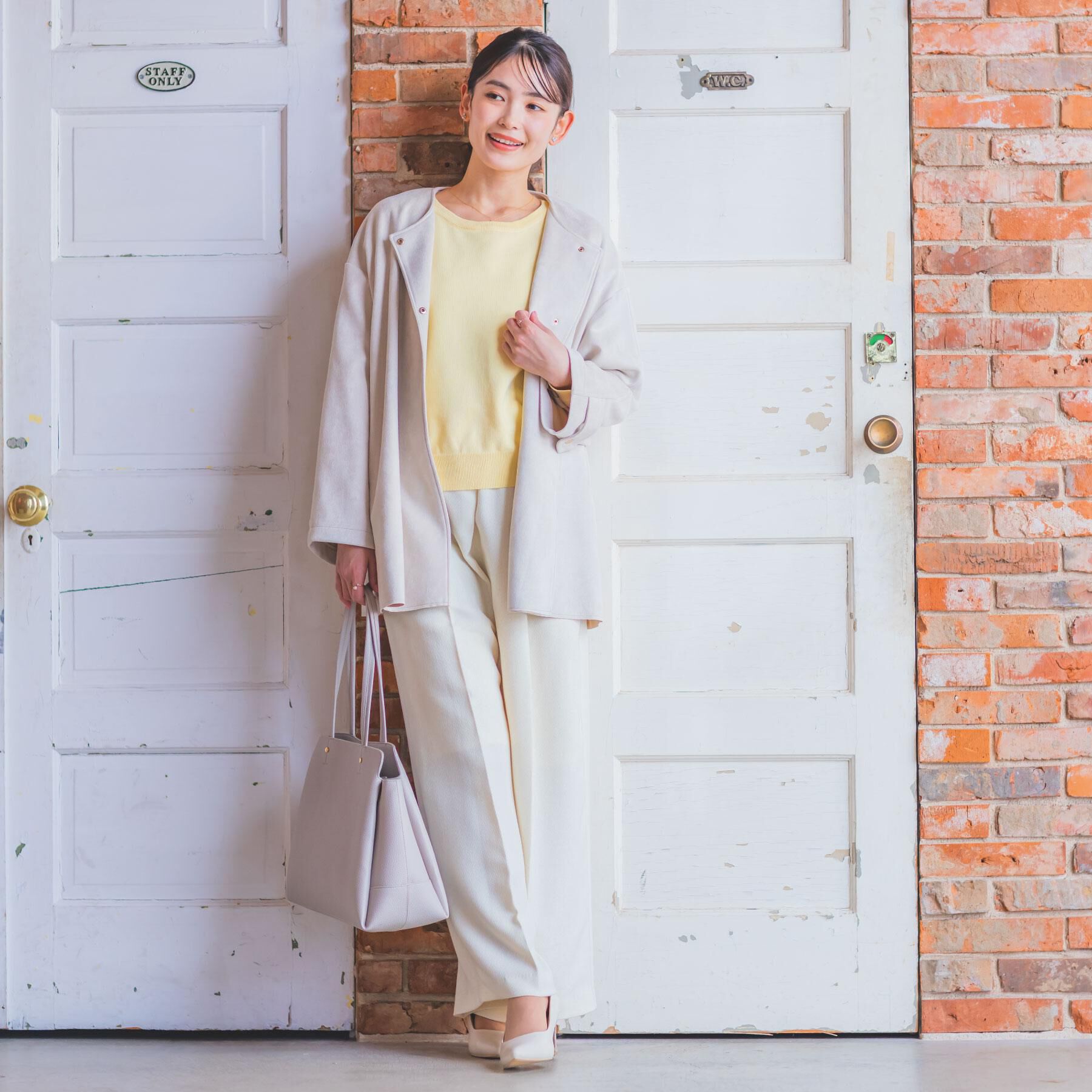 ITS&rsquo;DEMO「カットスエードコート」|ノーカラーコート|