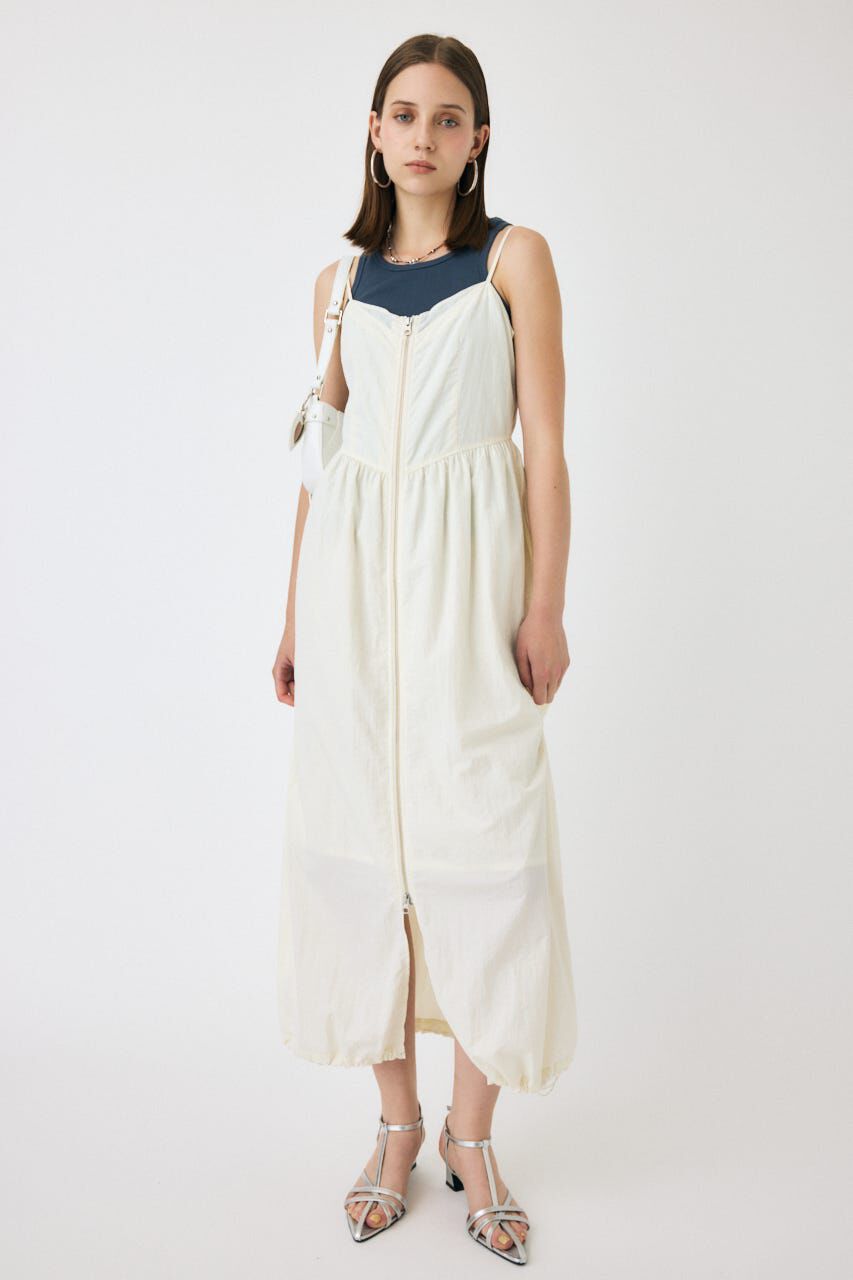 MOUSSY「FRONT ZIP NYLON キャミドレス」|ワンピース|O/WHT1