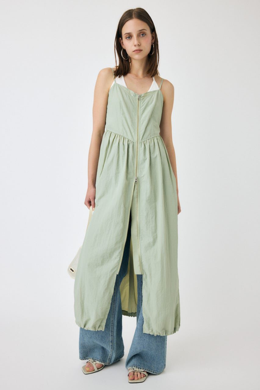 MOUSSY「FRONT ZIP NYLON キャミドレス」|ワンピース|L/KHA1