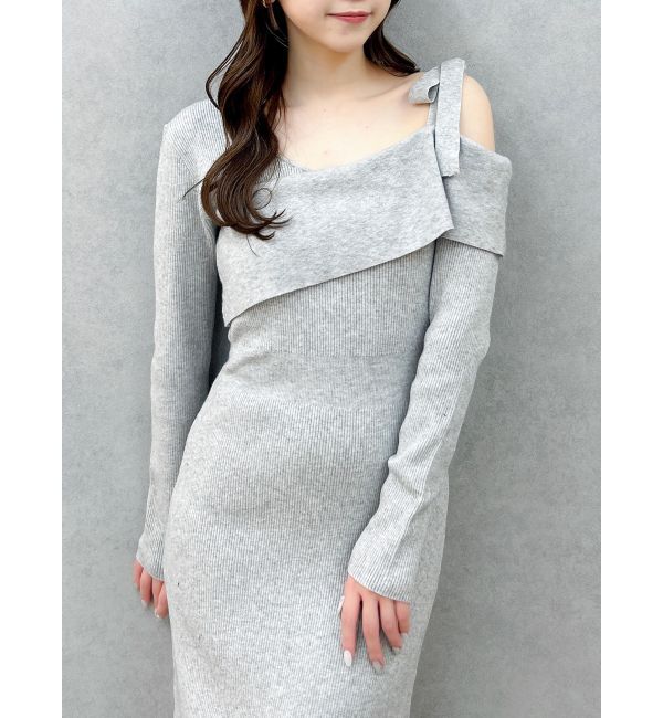 dazzlin「【WEB限定】ワンショルリボンニットワンピース」|ワンピース|グレー