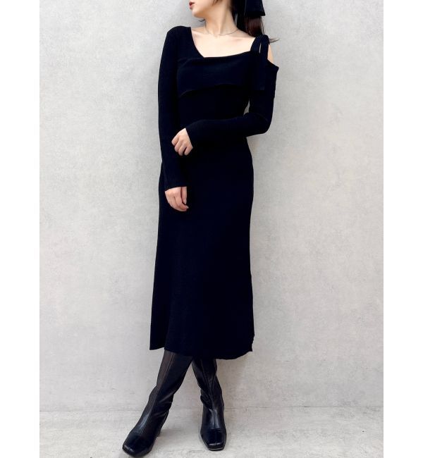 dazzlin「【WEB限定】ワンショルリボンニットワンピース」|ワンピース|ブラック